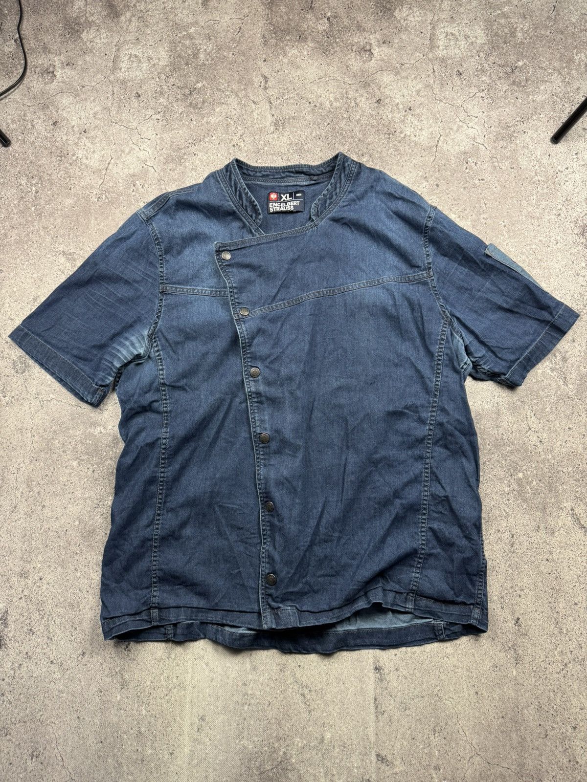 Garment Reproduction of Workers Vintage Engelbert Strauss Denim Workwear Shirt Distressed Size US XL / EU 56 / 4 - 1 Thumbnail
