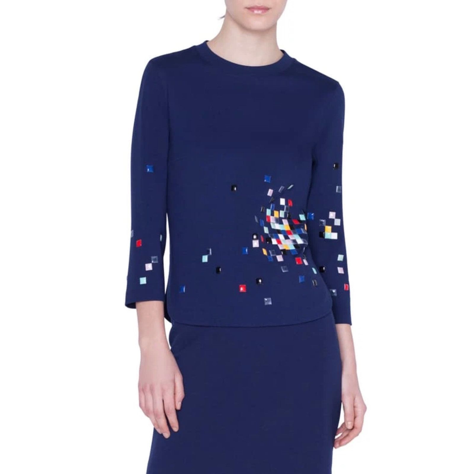 Akris 0231 Akris Punto Pixel Stud Embellished Navy Size 6 EU 40 Size M / US 6-8 / IT 42-44 - 4 Thumbnail