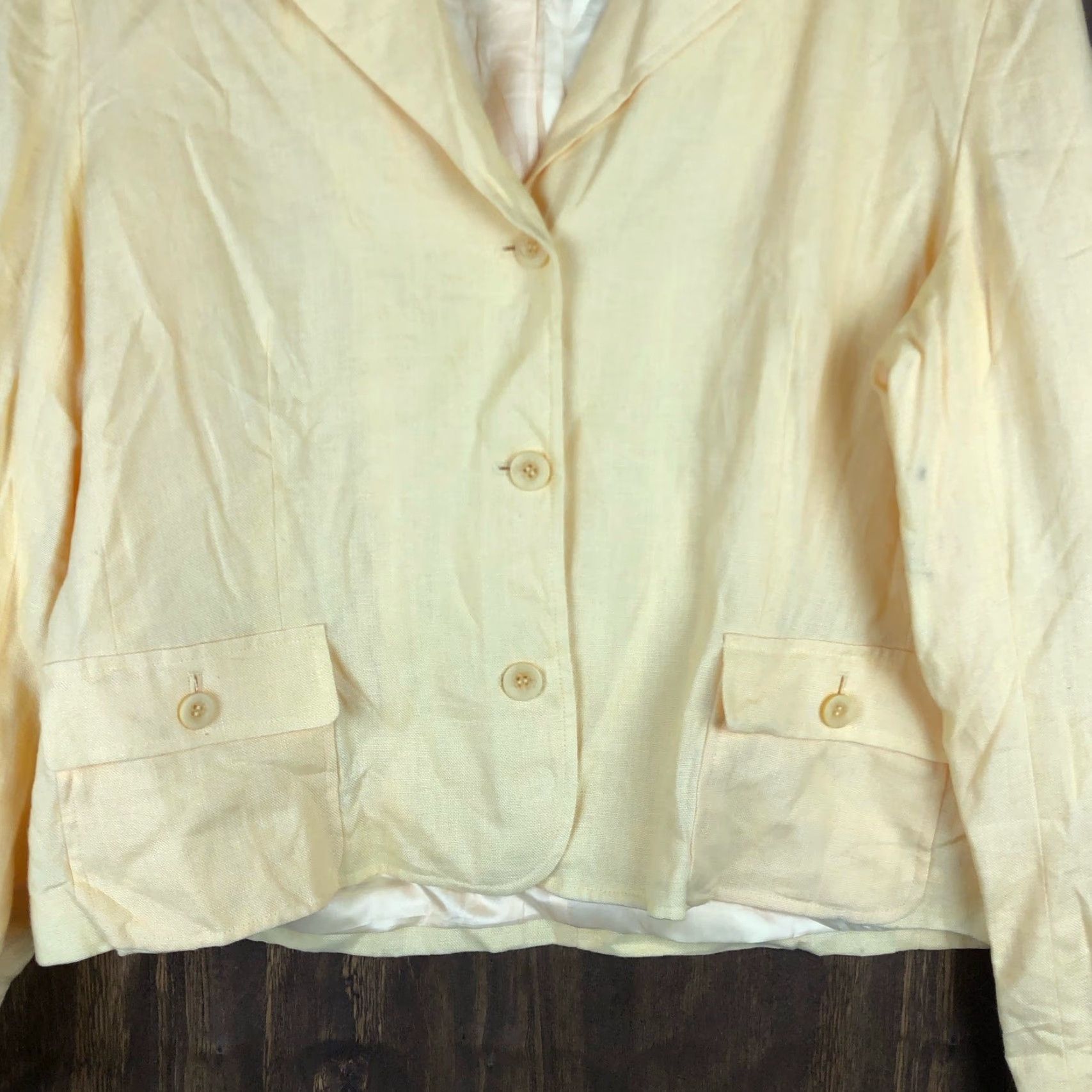 Talbots VINTAGE Talbots Womens Blazer Shirt Jacket Yellow Linen 18 Size XXL / US 16-18 / IT 52-54 - 5 Thumbnail