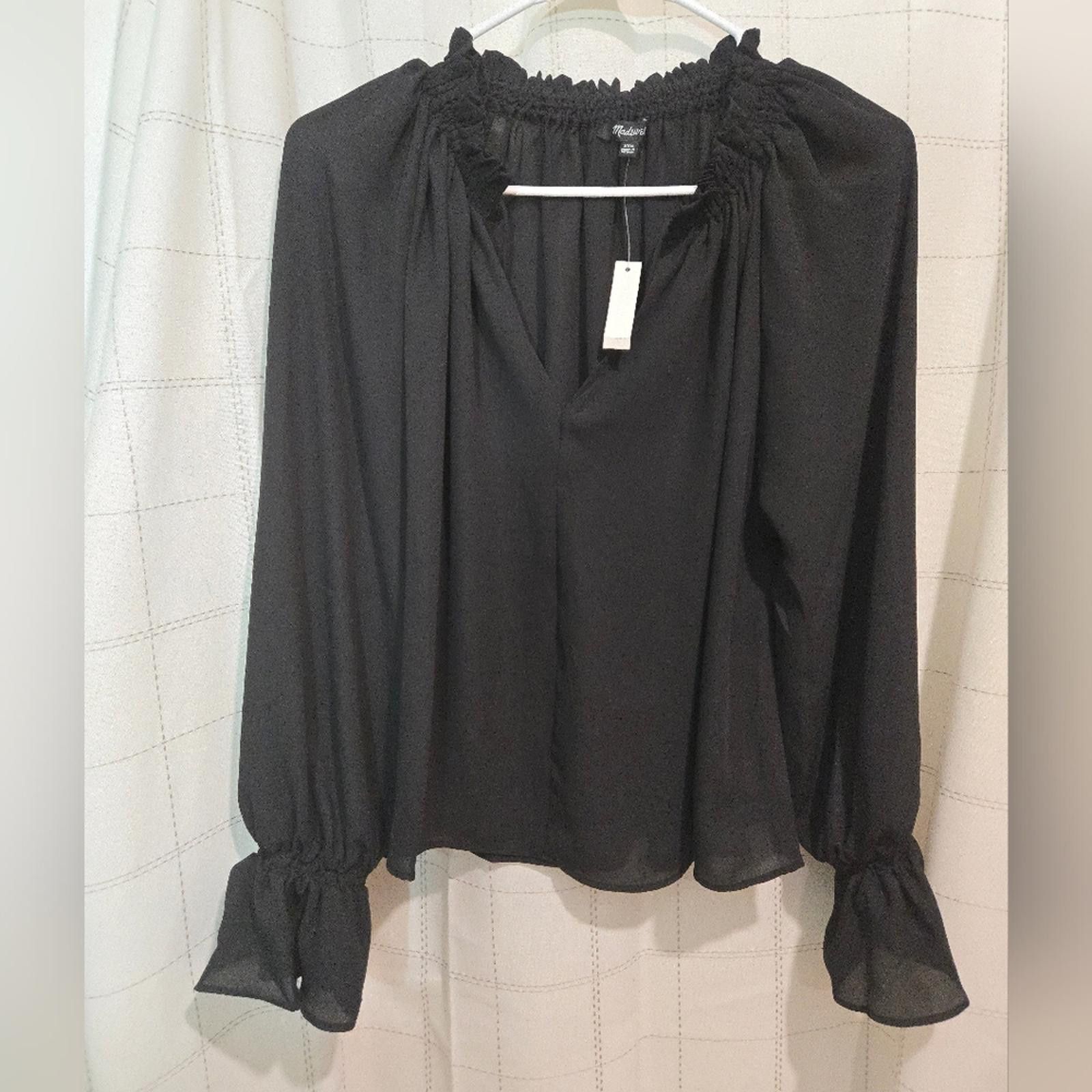 Madewell Madewell Long-Sleeve Tie-Neck Top Size XXS / US 00 / IT 34 - 4 Thumbnail