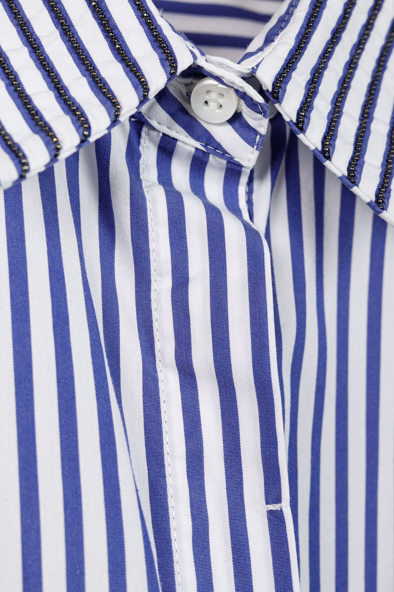Brunello Cucinelli Brunello Cucinelli AW/16 Striped Monili-Bead Shirt Size M / US 6-8 / IT 42-44 - 9 Thumbnail