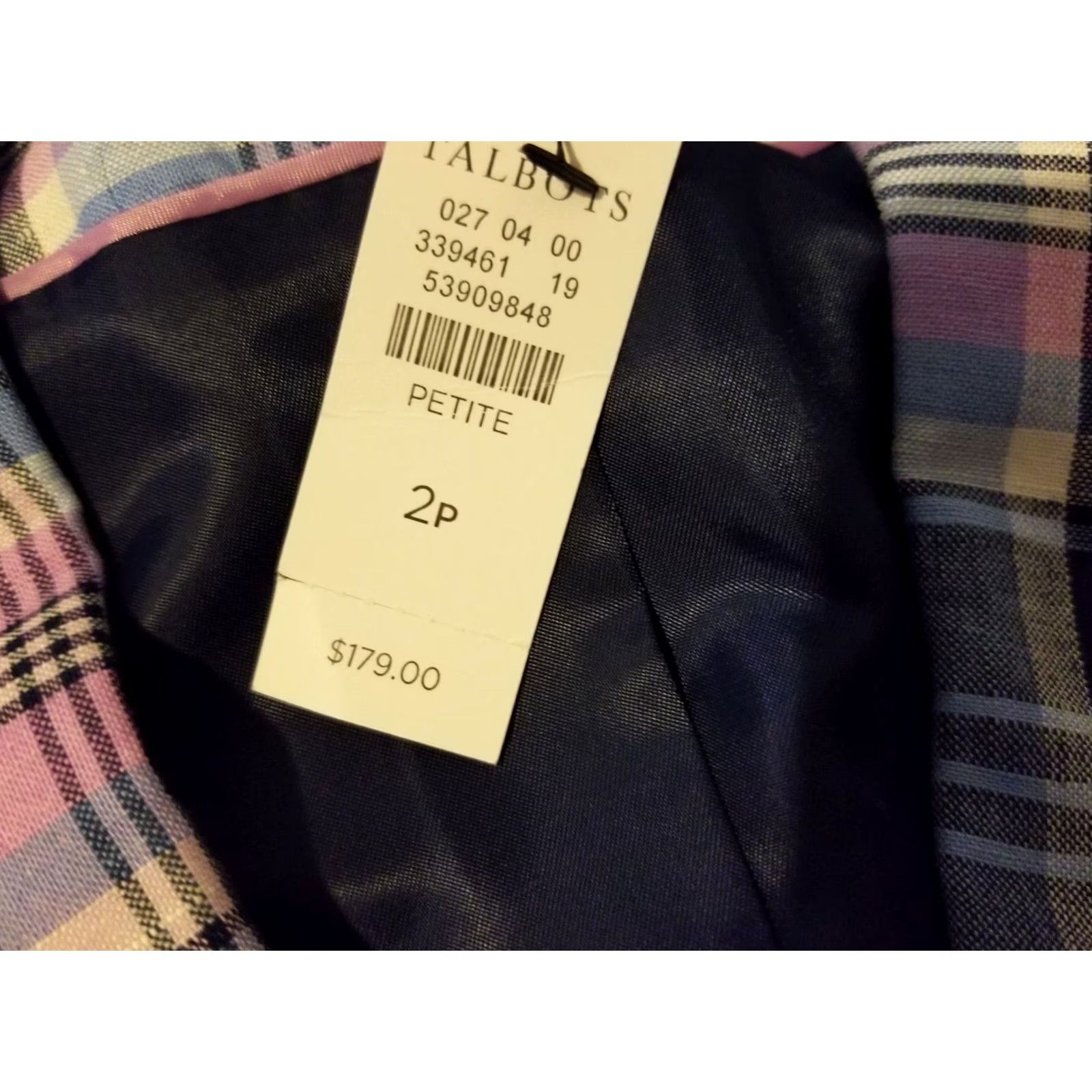 Talbots Womens Talbots Blazer 2P Petite Linen Plaid Pink Blue Jacket Shirt Fashion Coat (if needed) Size XS / US 0-2 / IT 36-38 - 3 Thumbnail