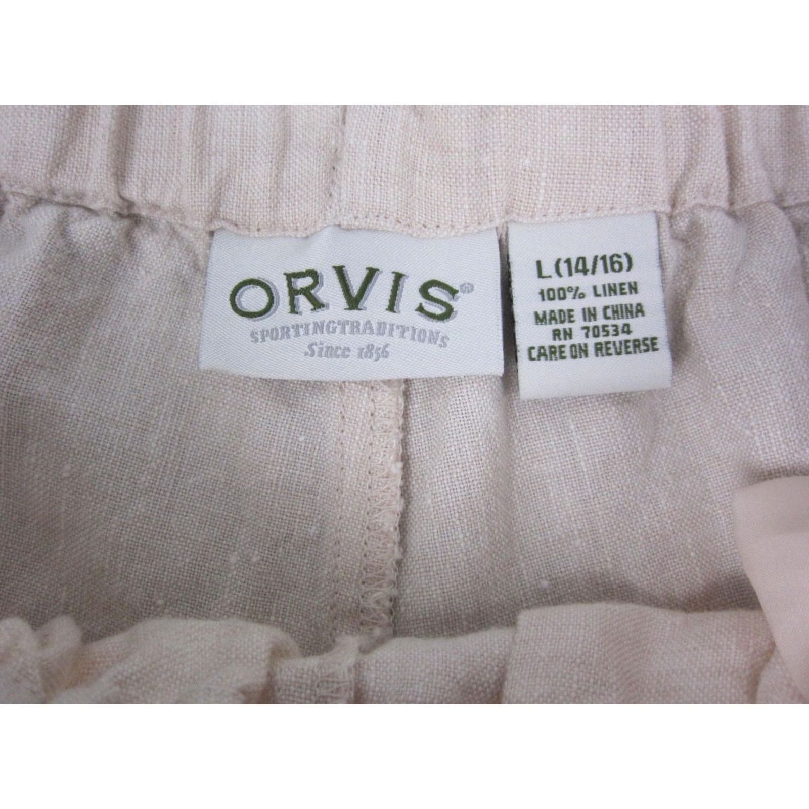 Orvis Orvis Pants Womens Large Creme 100% Linen Pull On Drawstring Lounge Beach Crop Linen Wide-Leg Casual Beach City Womens Size 36" / US 14 / IT 50 - 3 Thumbnail