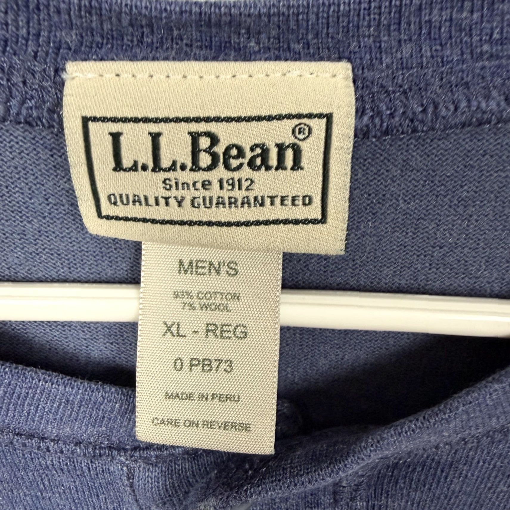 Vintage L.L. Bean Mens XL Blue Henley Shirt Long Sleeve Cotton Wool Jersey Solid Classic Preppy Outdoorsy Size US XL / EU 56 / 4 - 4 Thumbnail