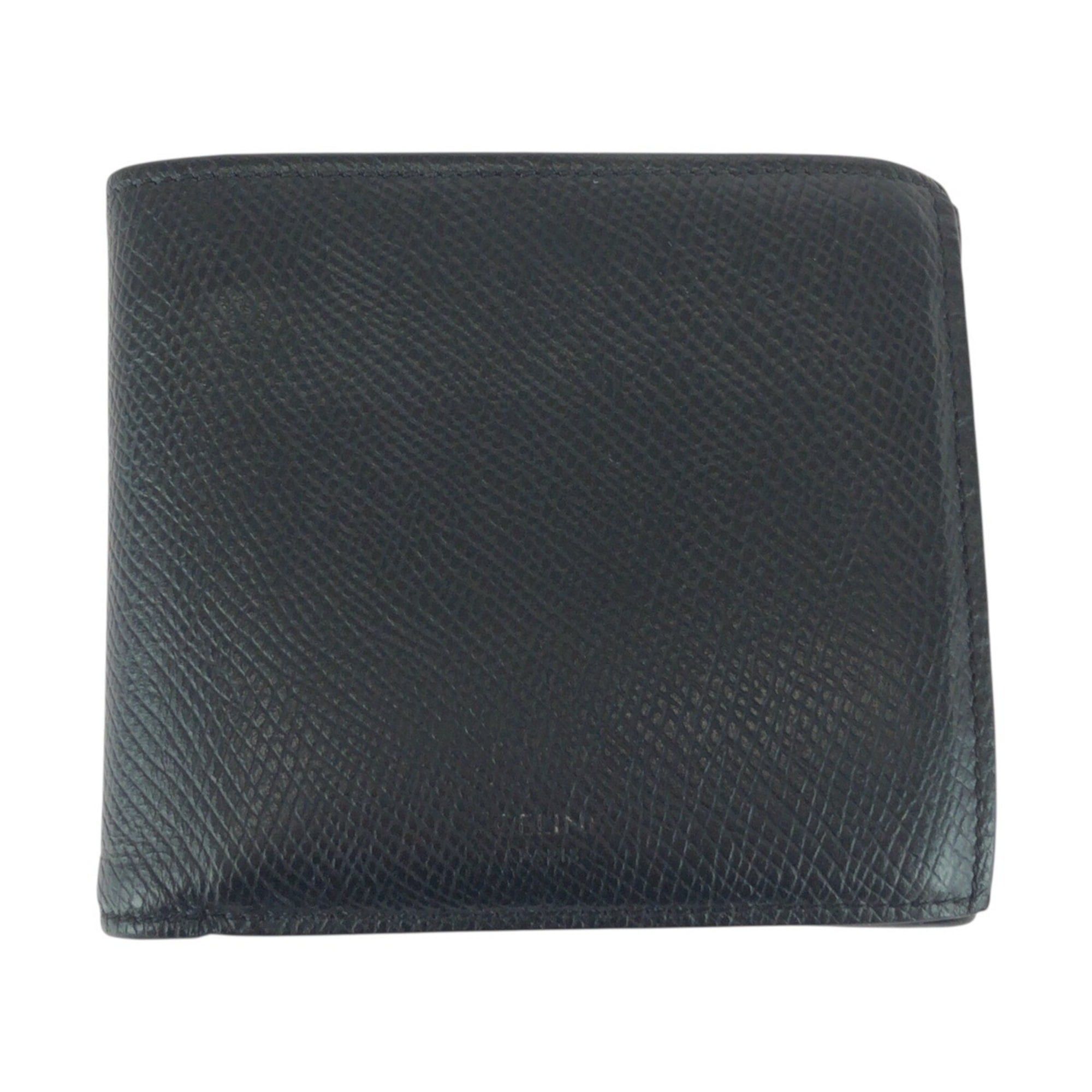 Celine Black Leather Folding Wallet With Silver Hardware, Compact Wallet, Unisex, Women's