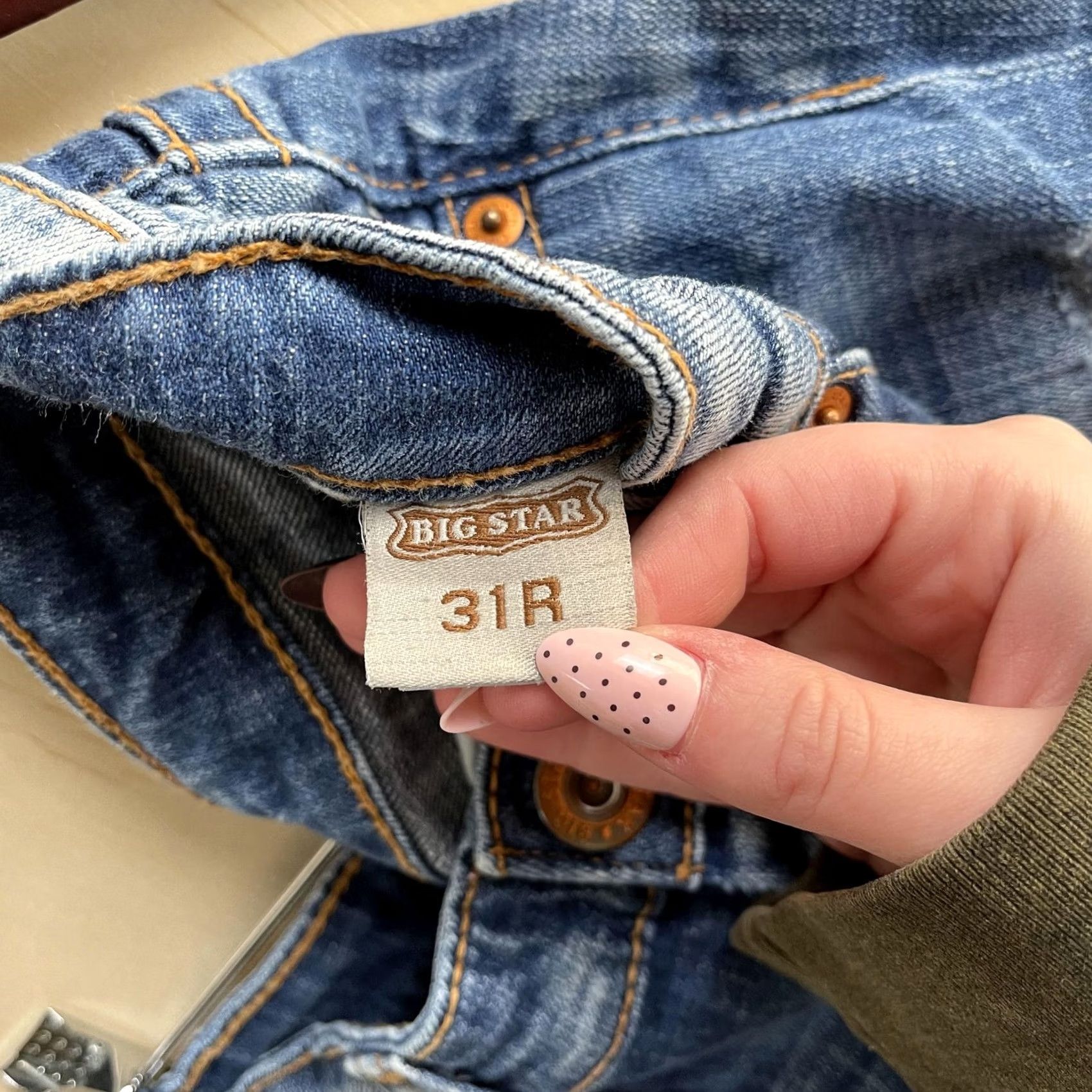 Vintage Big Star Casey Jeans Womens 31R Medium Wash Blue Cropped Distressed Embroidered Size 24" / US 00 / IT 34 - 4 Thumbnail