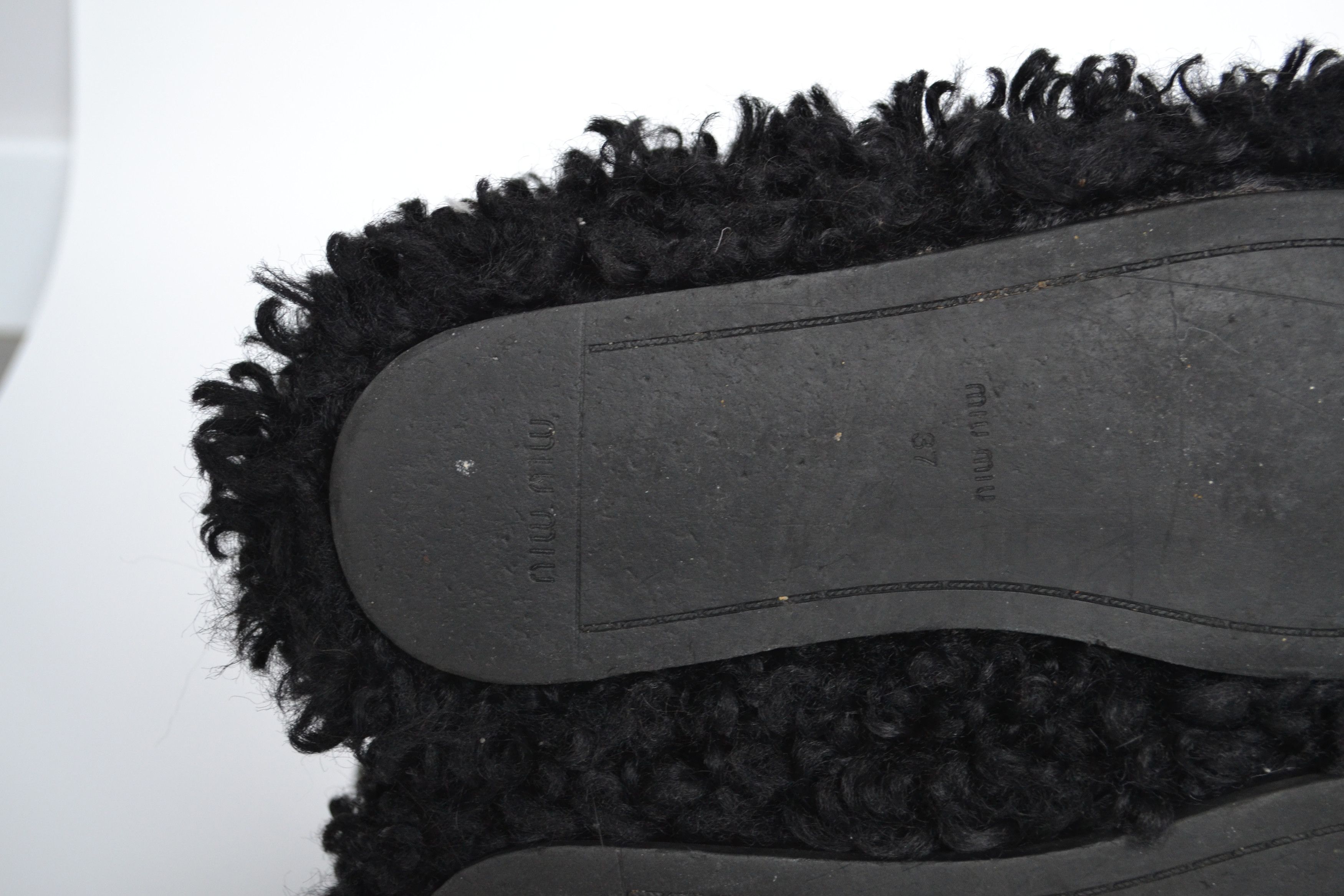 Miu Miu MIU MIU Boots Faux Fur Ankle Shoes Black Logo PRADA Size US 7 / IT 37 - 11 Thumbnail