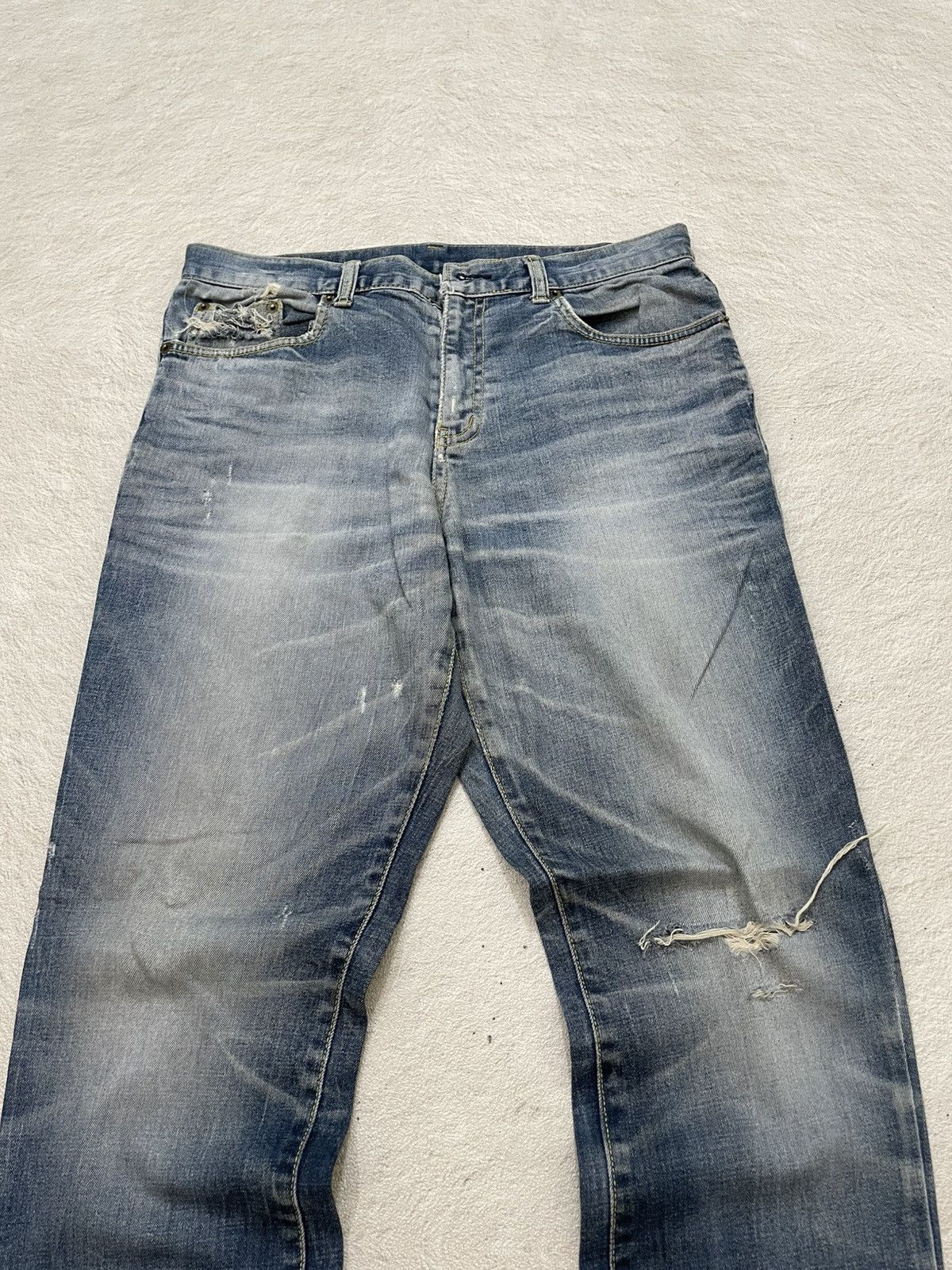 Japanese Brand 2000s Diesel Flare Denim Ripped Jeans Wash Y2K Japan Size US 31 - 2 Thumbnail