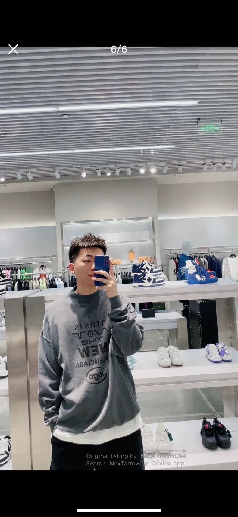 Balenciaga Balenciaga Men's Grey Cotton Vintage Printed Crewneck Swea Size US XS / EU 42 / 0 - 8 Thumbnail