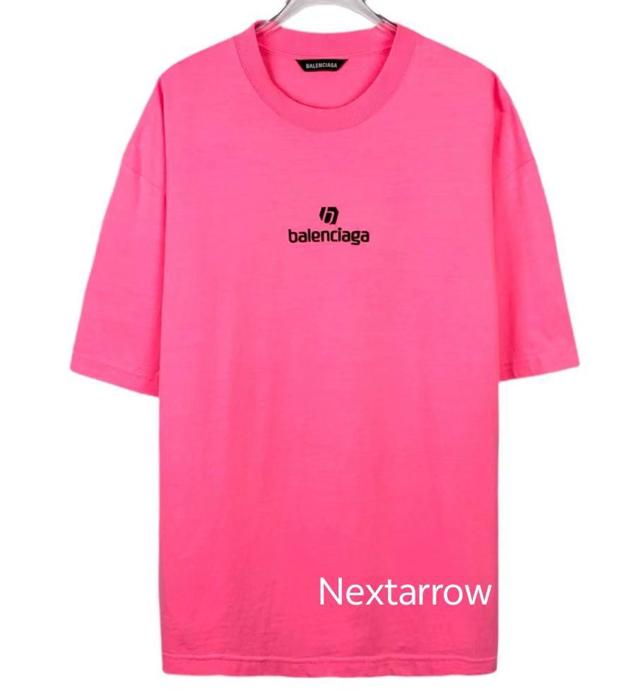 Balenciaga Balenciaga logo letter embroidery round neck pink cotton s Size US M / EU 48-50 / 2 - 1 Thumbnail