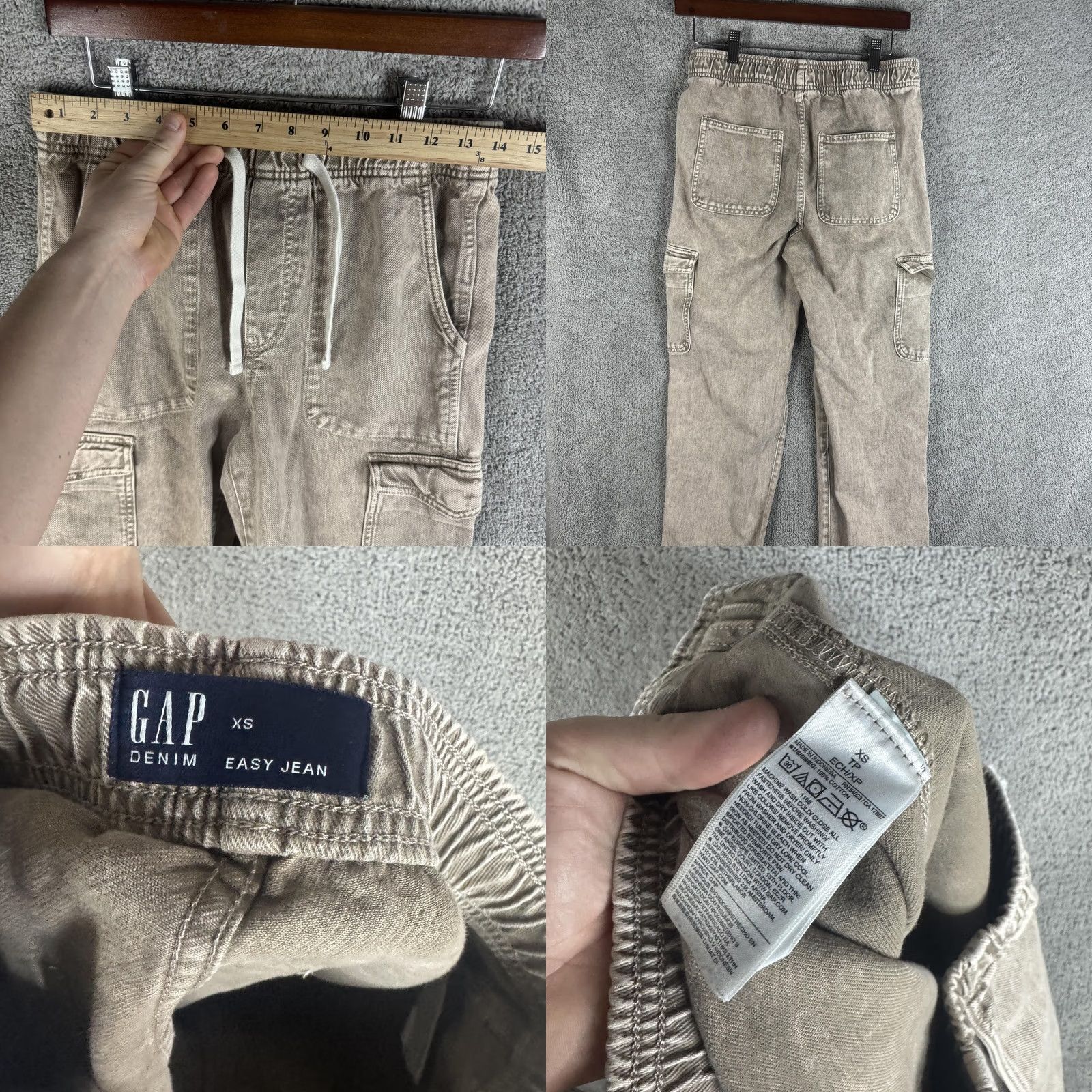 Gap GAP Jeans Womens XS Beige Stone Wash High Rise Relaxed Tapered Cargo Denim Pants Size 26" / US 2 / IT 38 - 8 Thumbnail