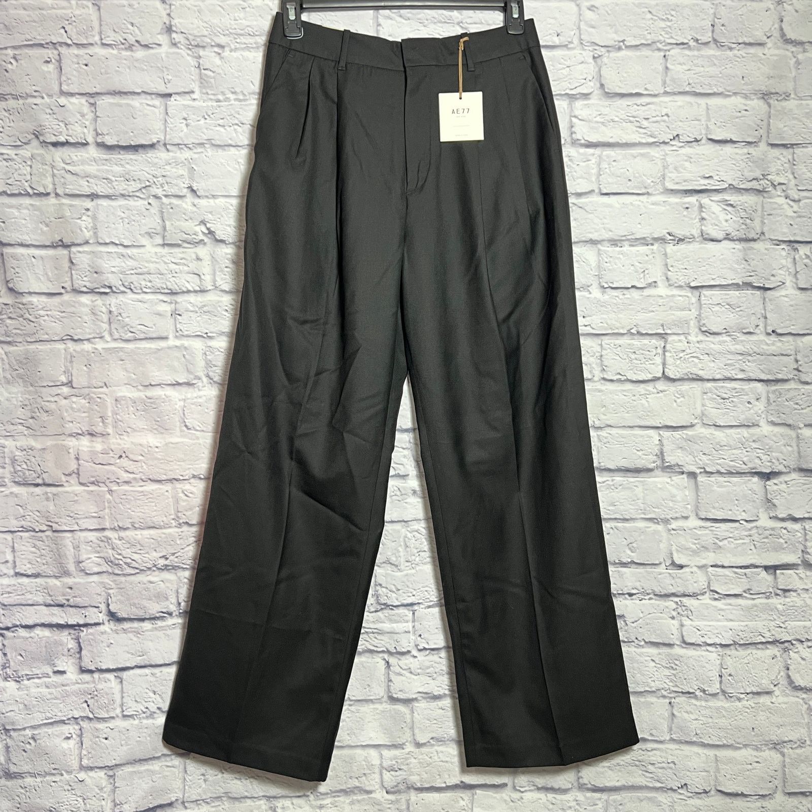 American Eagle Outfitters American Eagle AE77 Wool Blend Pleated Wide Leg Pant Black 6 Size 28" / US 6 / IT 42 - 1 Thumbnail