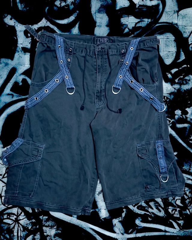 未使用 Jarge George & Fly-T - Kamisama Tripp NYC Tripp Baggy Rave Biohazard Shorts Small 32x26 JNCO