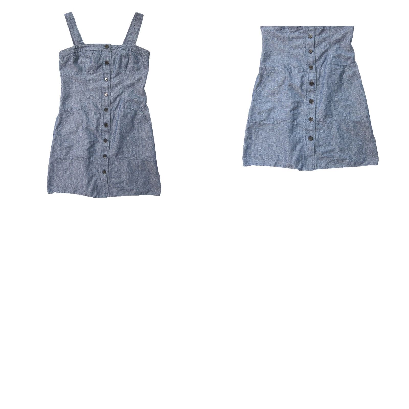 Vintage Derek Lam Cotton Blue Button Sheath Straight Tunic Pocket Tank Sundress Women 10 Size L / US 10 / IT 46 - 8 Thumbnail