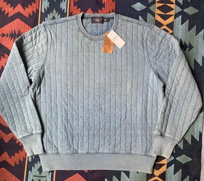 RRL Ralph Lauren RRL Ralph Lauren Indigo Cotton Blend Round Neck Sweatshirt Size US XL / EU 56 / 4 - 1 Thumbnail