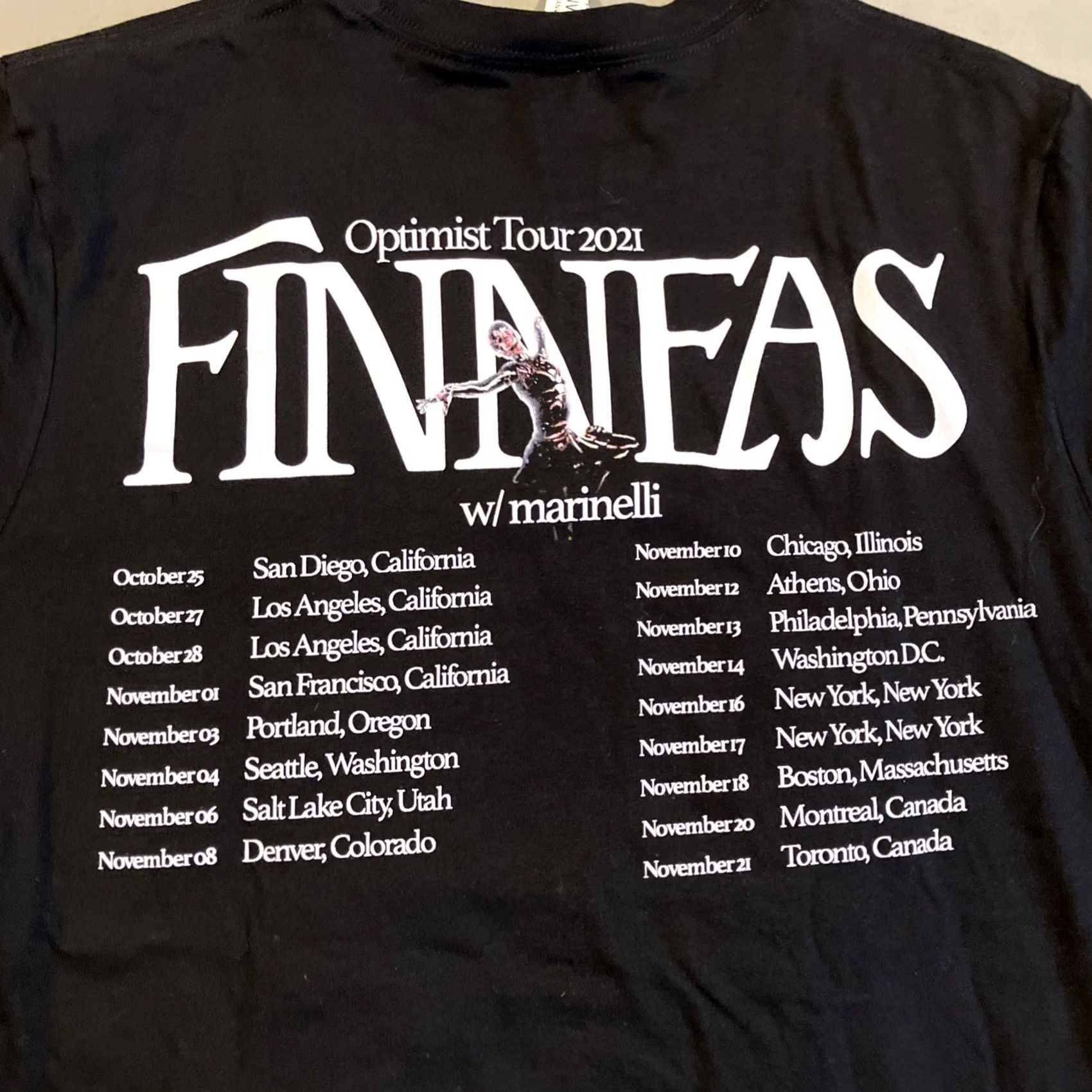 Vintage FINNEAS OPTIMIST TOUR 2021 Concert T Shirt Men's Large Black NWOT RARE Bella + Canvas Shirt Mens L Short Sleeve Size US L / EU 52-54 / 3 - 5 Thumbnail