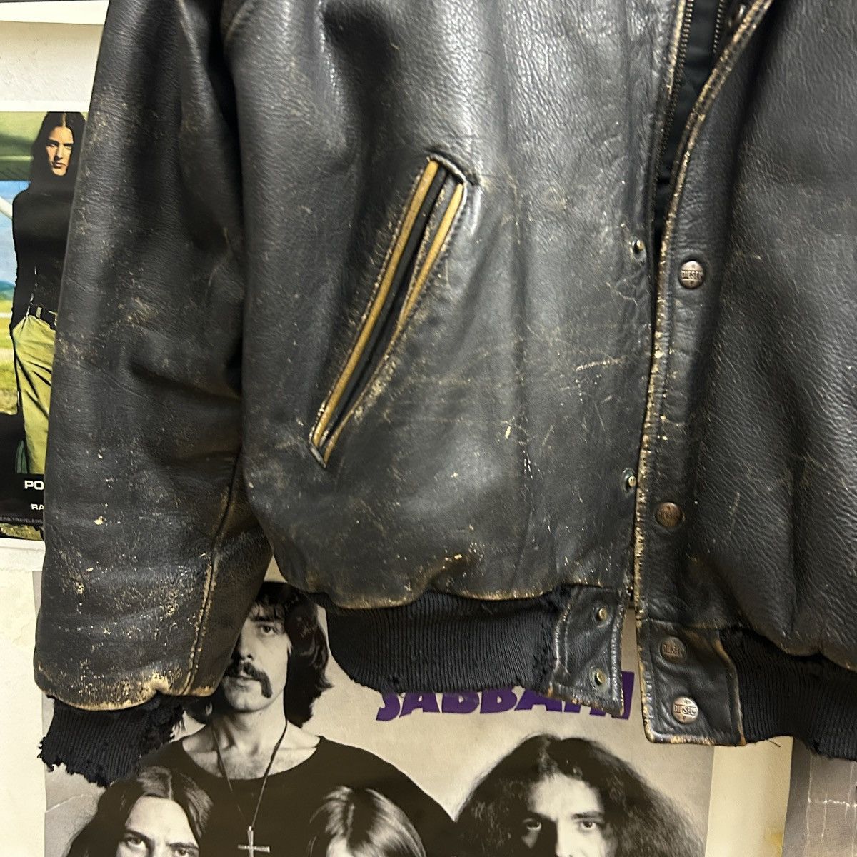Diesel RARE Diesel Vintage Leather Jacket Biker Lines 80s 90s Size US L / EU 52-54 / 3 - 6 Thumbnail