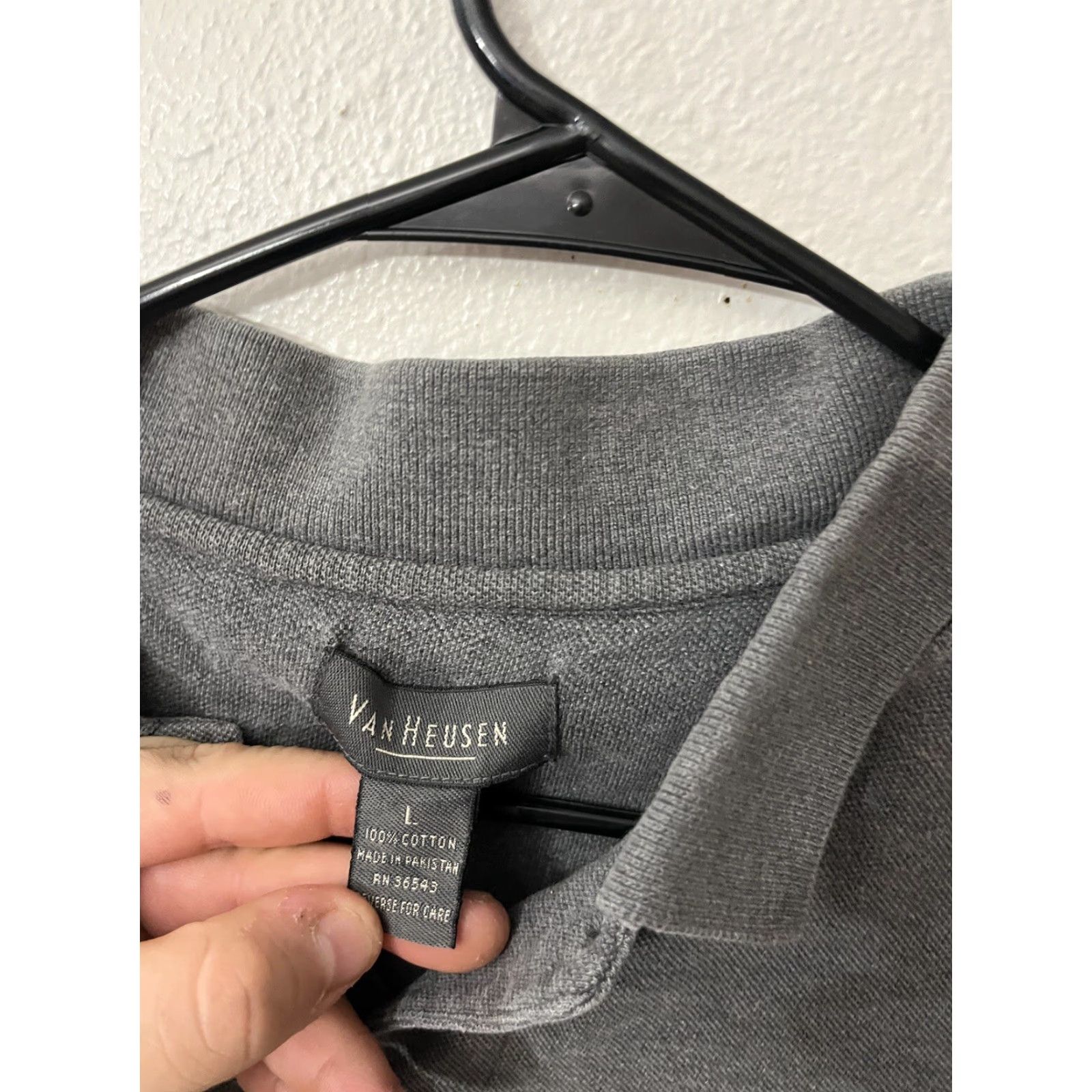 Van Heusen Men's Van Heusen Polo Shirt Short Sleeve Gray Solid Size Large Size US L / EU 52-54 / 3 - 2 Thumbnail