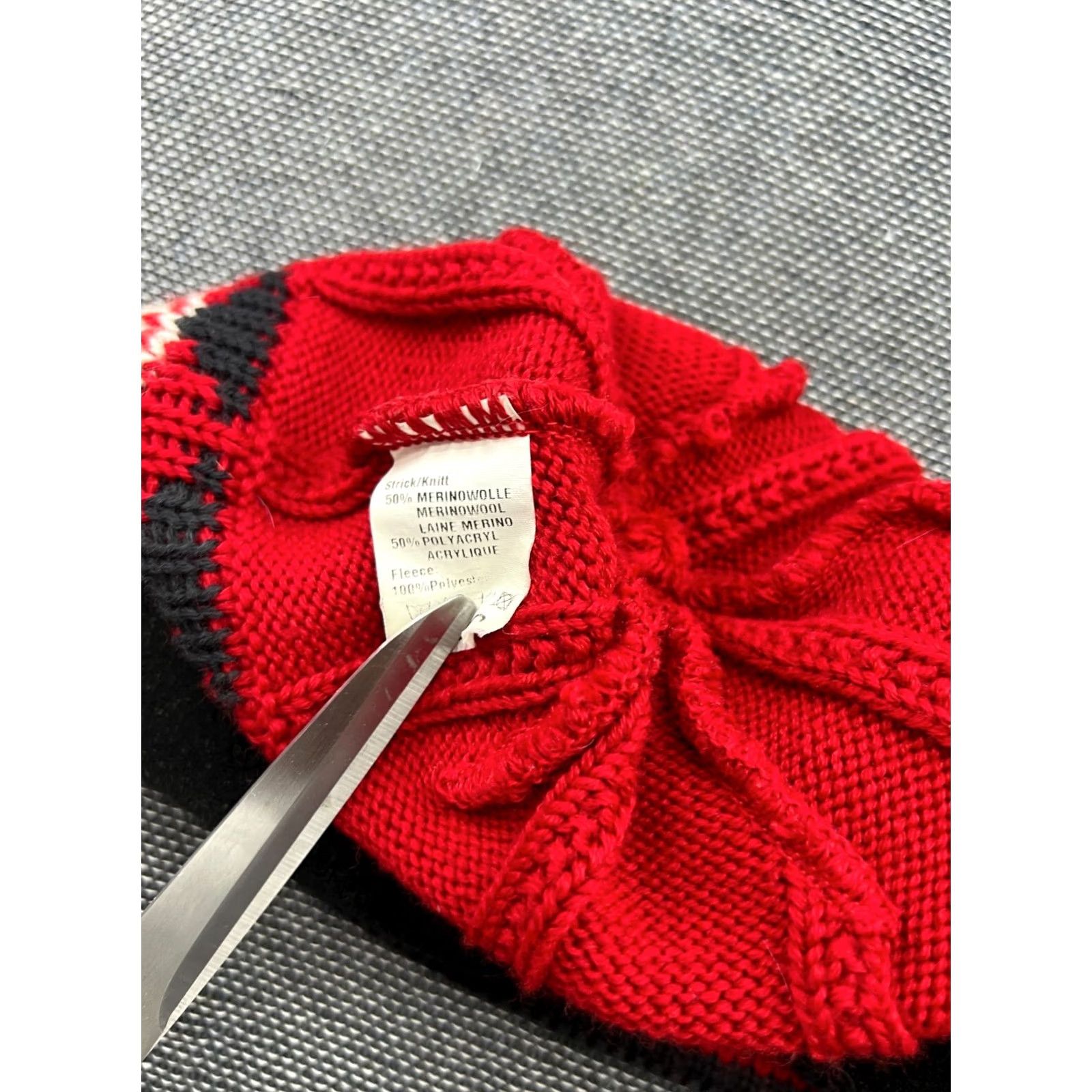 Vintage VINTAGE Eisbar Beanie Hat One Size Wool Blend Ski Lined Pom Pom Red Black Beanie Mens Womens Unisex Adults Wool Size ONE SIZE - 2 Thumbnail