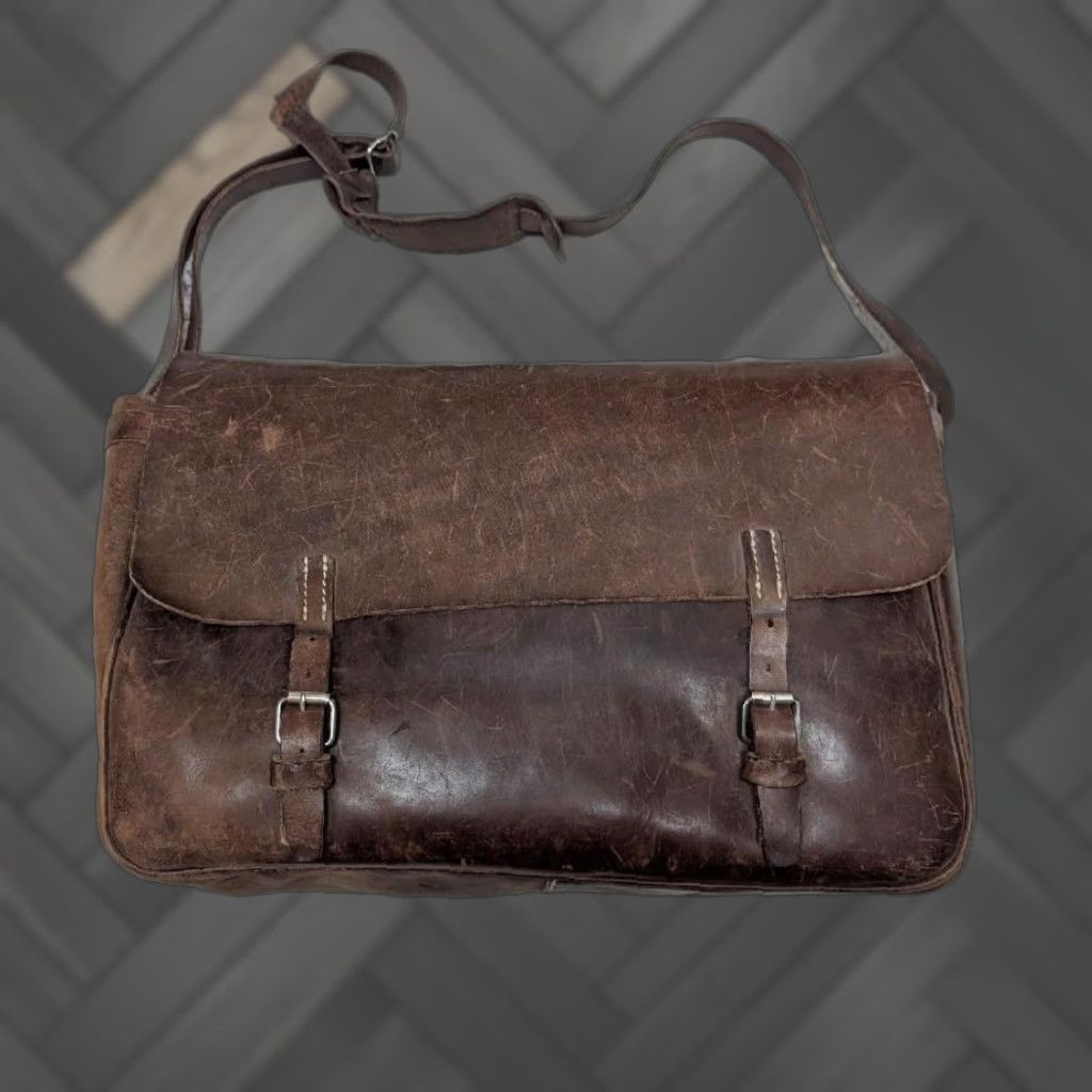 J.Crew VINTAGE J.Crew Messenger Bag COWHIDE Brown Leather LAPTOP Crossbody 16" Patina Bag Mens Large Size ONE SIZE - 1 Thumbnail