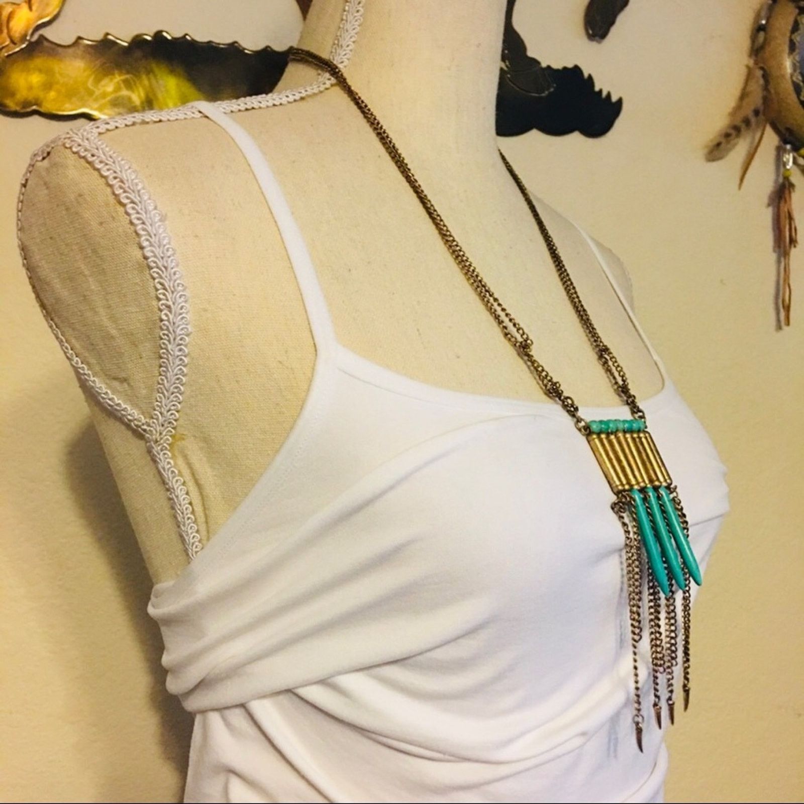 Vintage Vintage multi strand chain turquoise necklace Size ONE SIZE - 2 Thumbnail