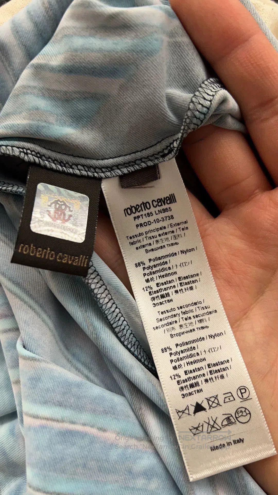 Saint Laurent Paris Roberto Cavalli Blue Patterned Ruched Dress. Size M / US 6-8 / IT 42-44 - 8 Thumbnail
