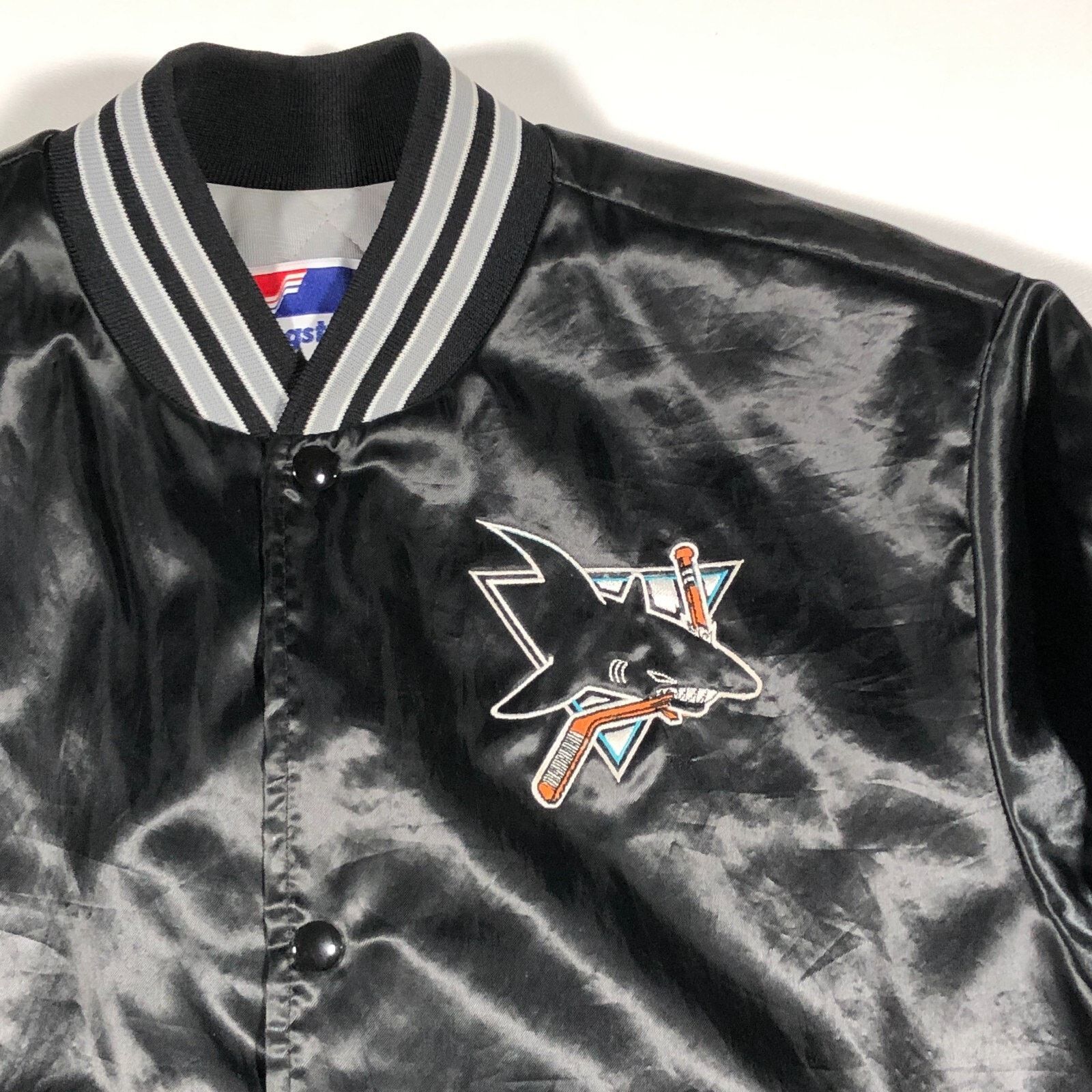 NHL × Swingster × Vintage Vintage NHL San Jose Sharks Swingster Black Satin Jacket Size US M / EU 48-50 / 2 - 2 Thumbnail