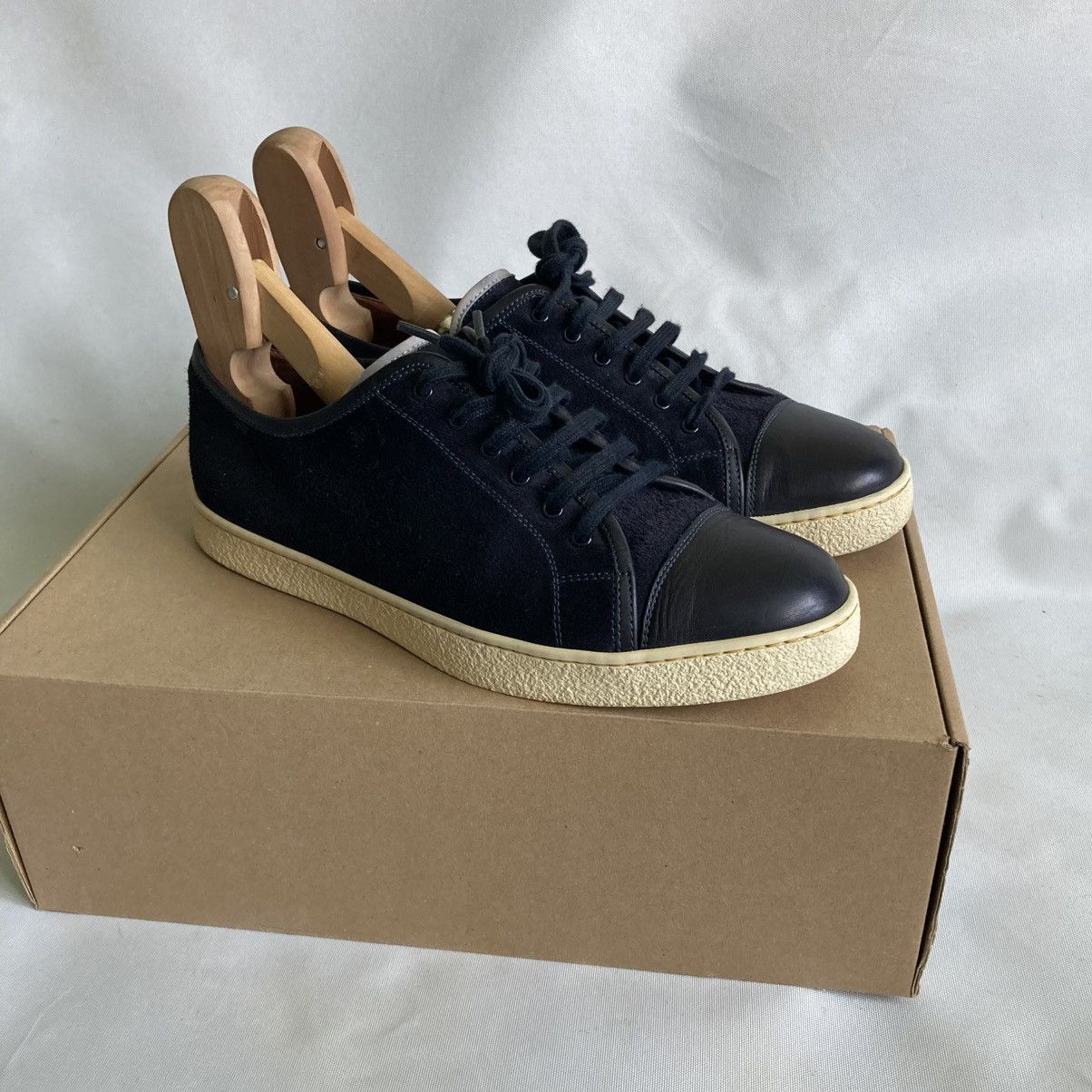 John Lobb John Lobb Levah Cap-Toe Sneakers Blue Suede and Leather Size US 7 / EU 40 - 1 Thumbnail