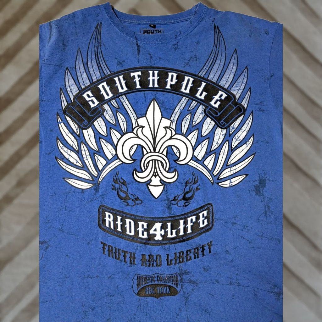 Southpole Southpole T-Shirt Men XL Blue FADED Graphic Ride for Life Truth and Liberty Size US XL / EU 56 / 4 - 1 Thumbnail