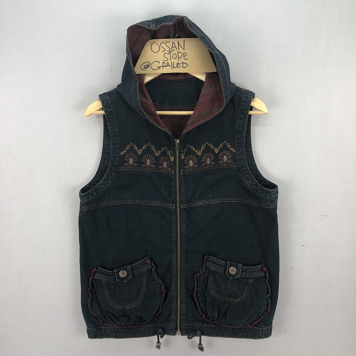 Vintage 90’s Japan Brand Lascolinas Embroidery Hoodie Vest