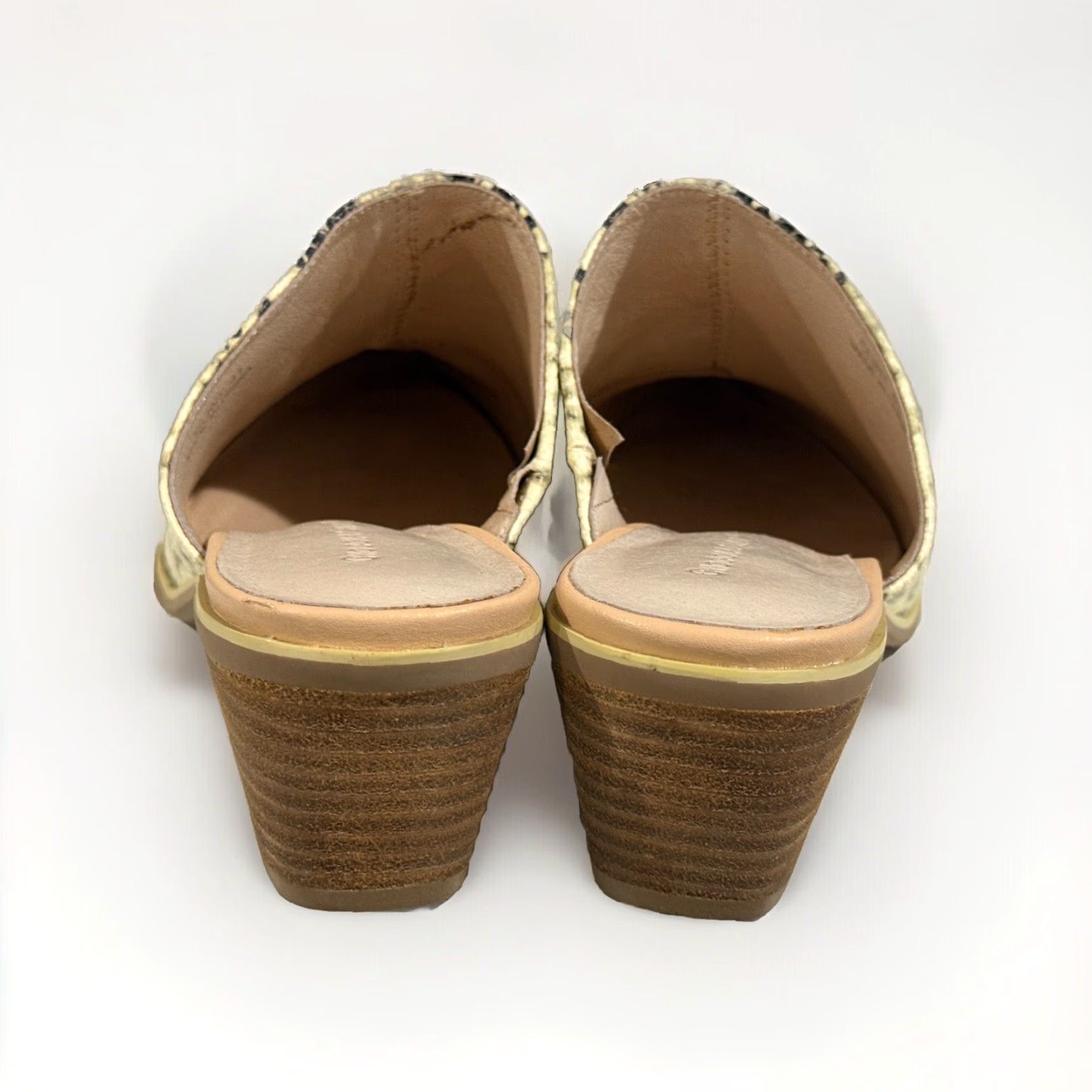 CHOCOOLATE Chocolat Blu Mules Womens Size 10 Leather Brown Embossed Snake Block Heel Shoes Size US 10 / IT 40 - 4 Thumbnail