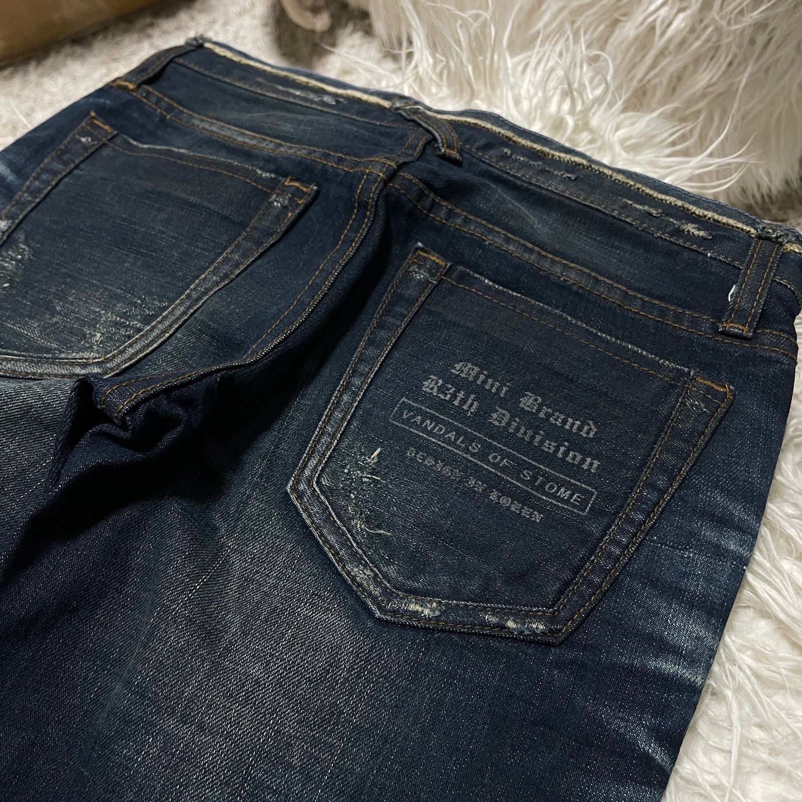 14th Addiction Vintage Japanese Brand Faded Wash Low-rise Denim Jeans Blue Size 29" - 19 Thumbnail