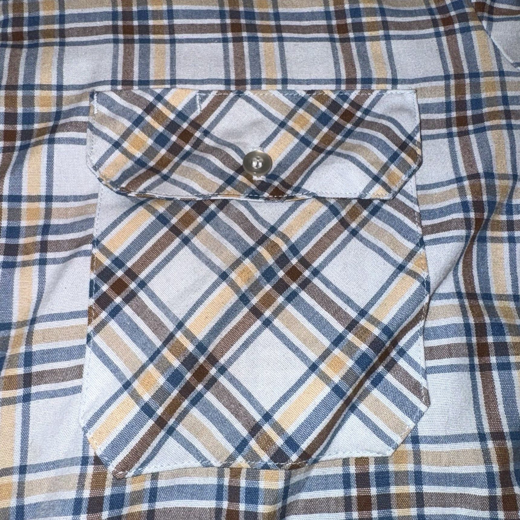 Vintage VTG Big Mac Mens XL Blue Beige Plaid 80’s Long Sleeve Button Up USA Shirt Size US XL / EU 56 / 4 - 3 Thumbnail