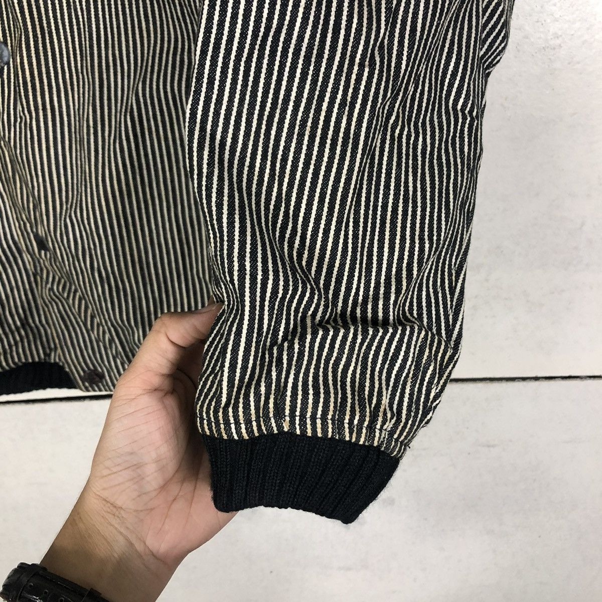 Japanese Brand × Vintage 📌VINTAGE BOMBER JACKET HICKORY OUT OF SIGHT ISSEY MIYAKE Size US M / EU 48-50 / 2 - 17 Thumbnail