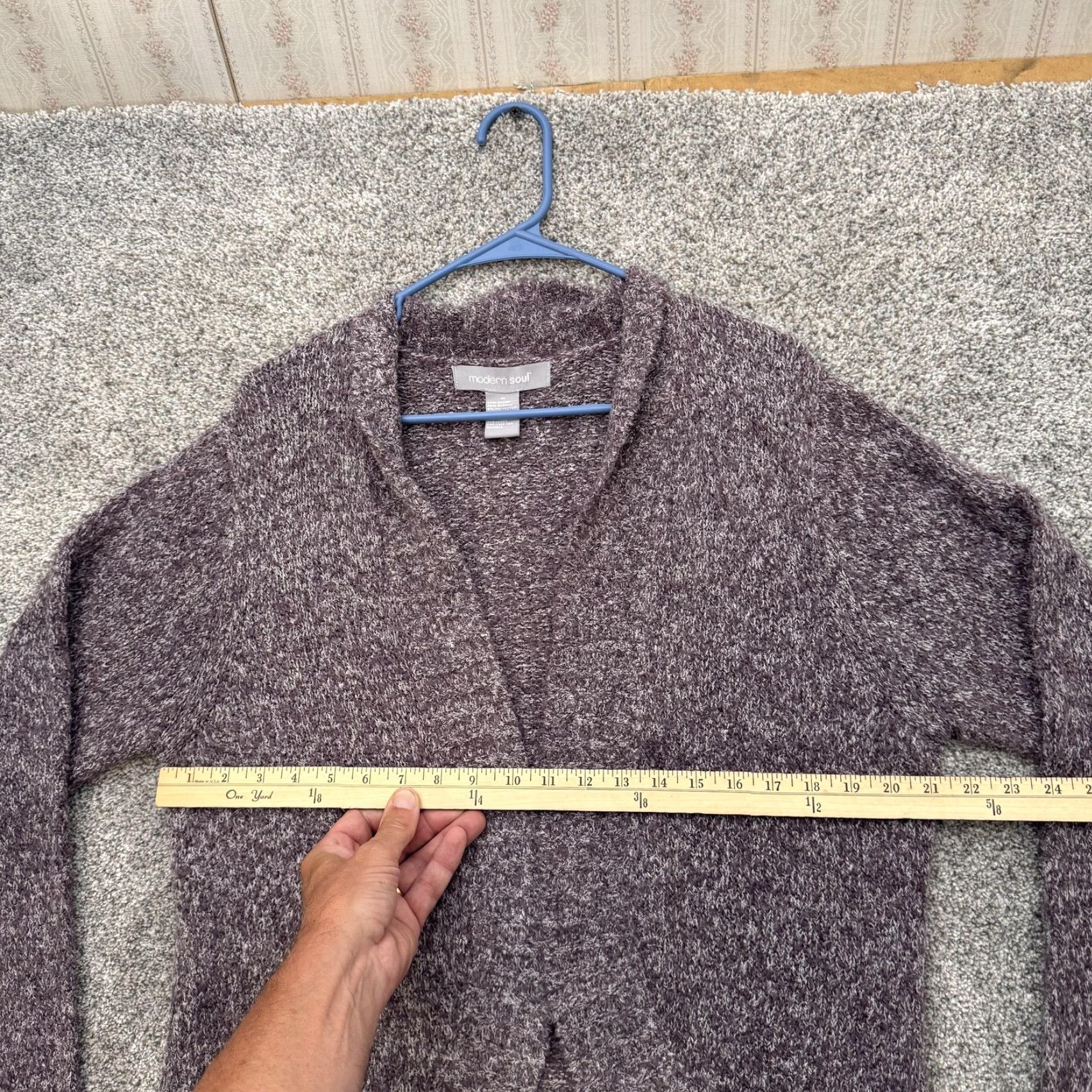 Vintage Modern Soul Cardigan Sweater Medium Purple Boucle Knit Open Layering Lagenlook Size M / US 6-8 / IT 42-44 - 3 Thumbnail