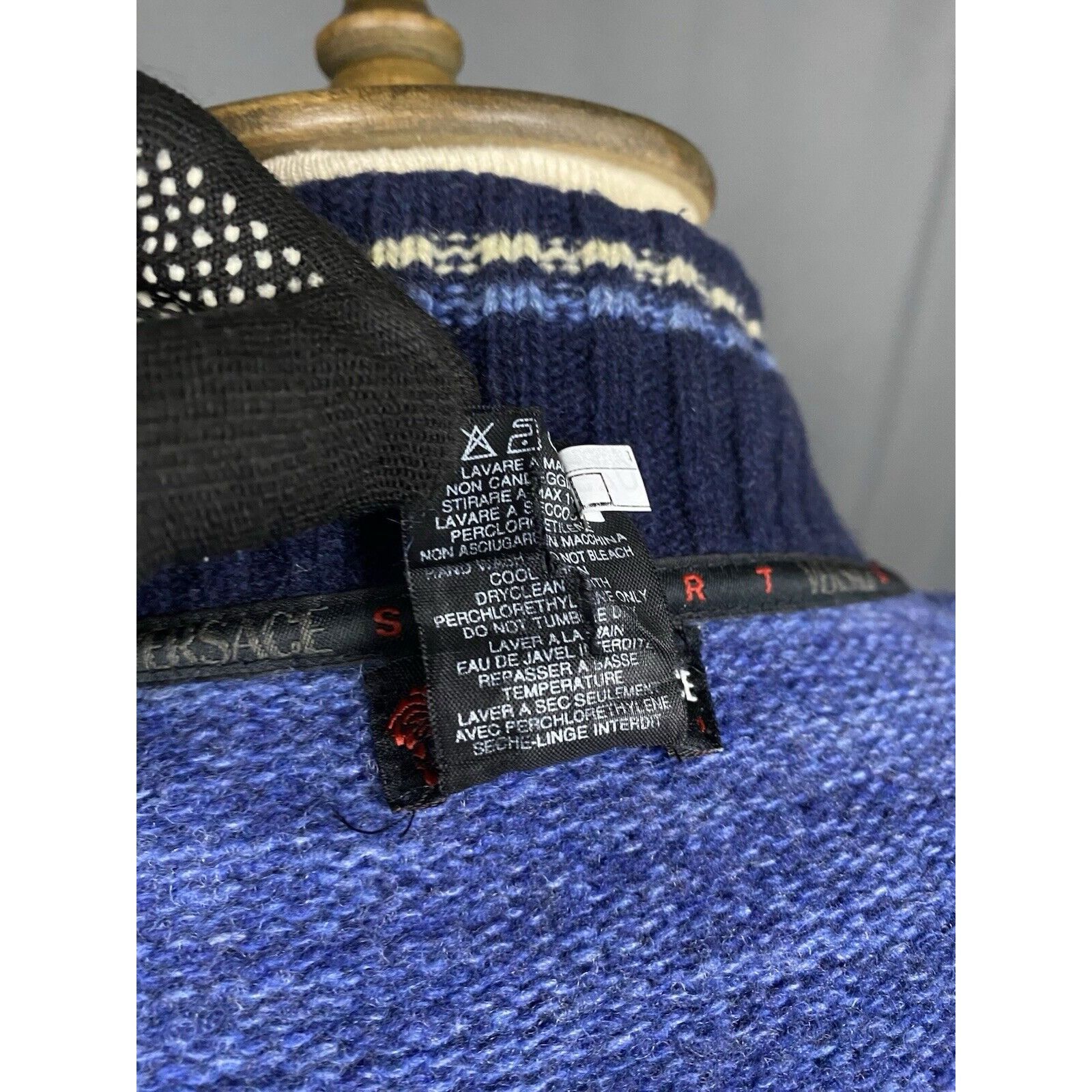 Versace Versace Sport Big Logo Knitted Blue Wool Full Zip Cardigan S Size US XXL / EU 58 / 5 - 11 Thumbnail