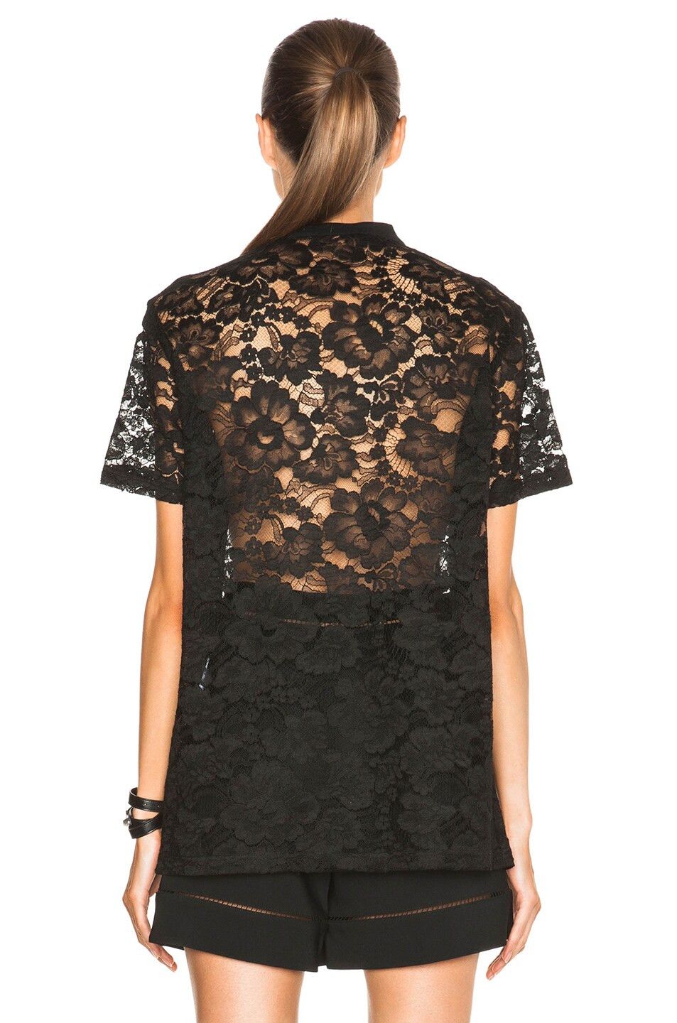 Givenchy Black Embroidered Pervert 17 Lace T-Shirt Size M / US 6-8 / IT 42-44 - 4 Thumbnail