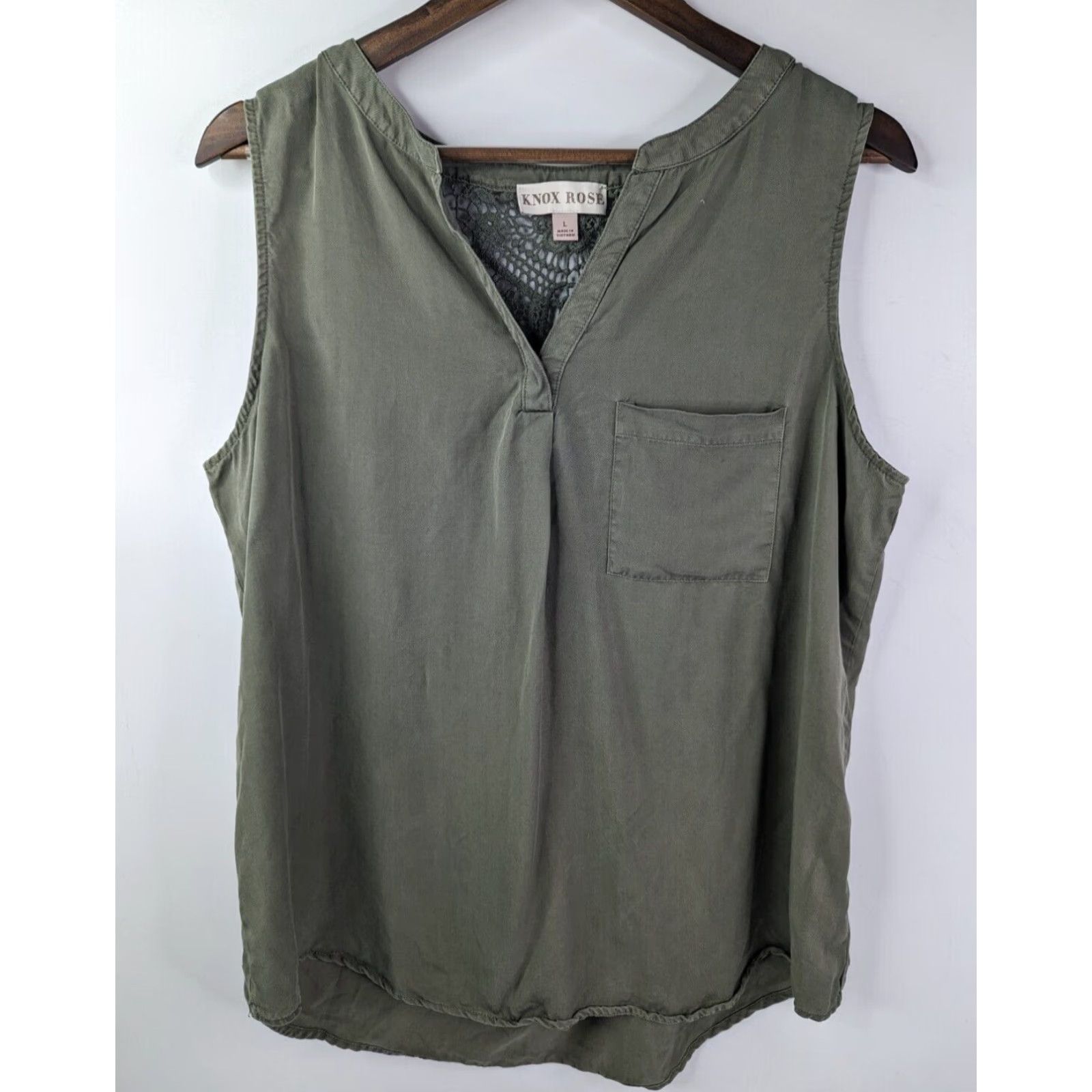Vintage Knox Rose Crochet Knit Decorative Back Detail Boho Tank Top Sage Womens Large Shirt Blouse Green Size L / US 10 / IT 46 - 2 Thumbnail