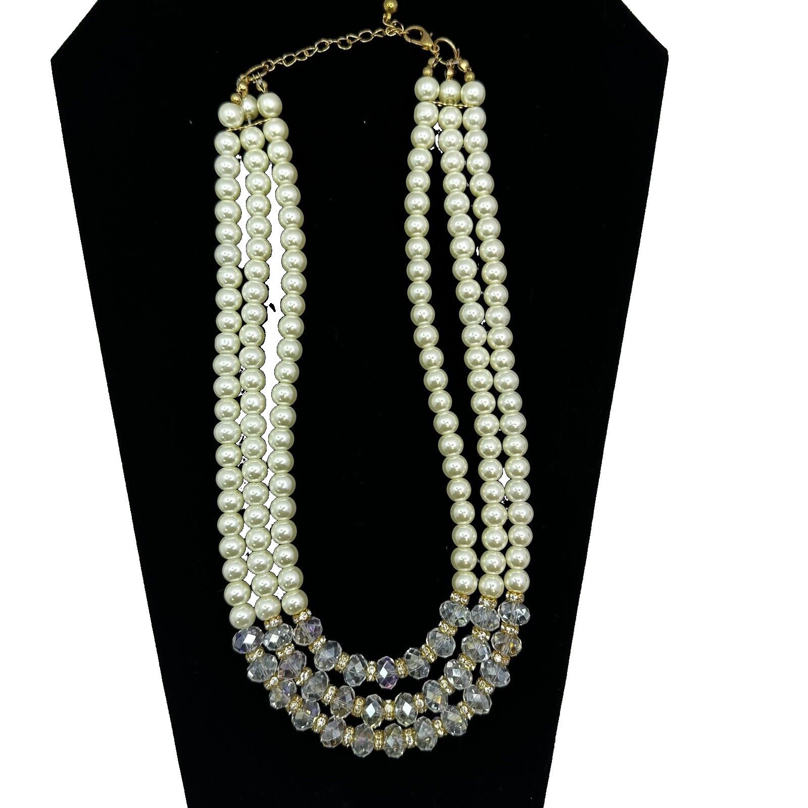 Other Faux Pearl and AB Crystal Hydro Facet Beads 3 Strands 18' Size ONE SIZE - 1 Thumbnail