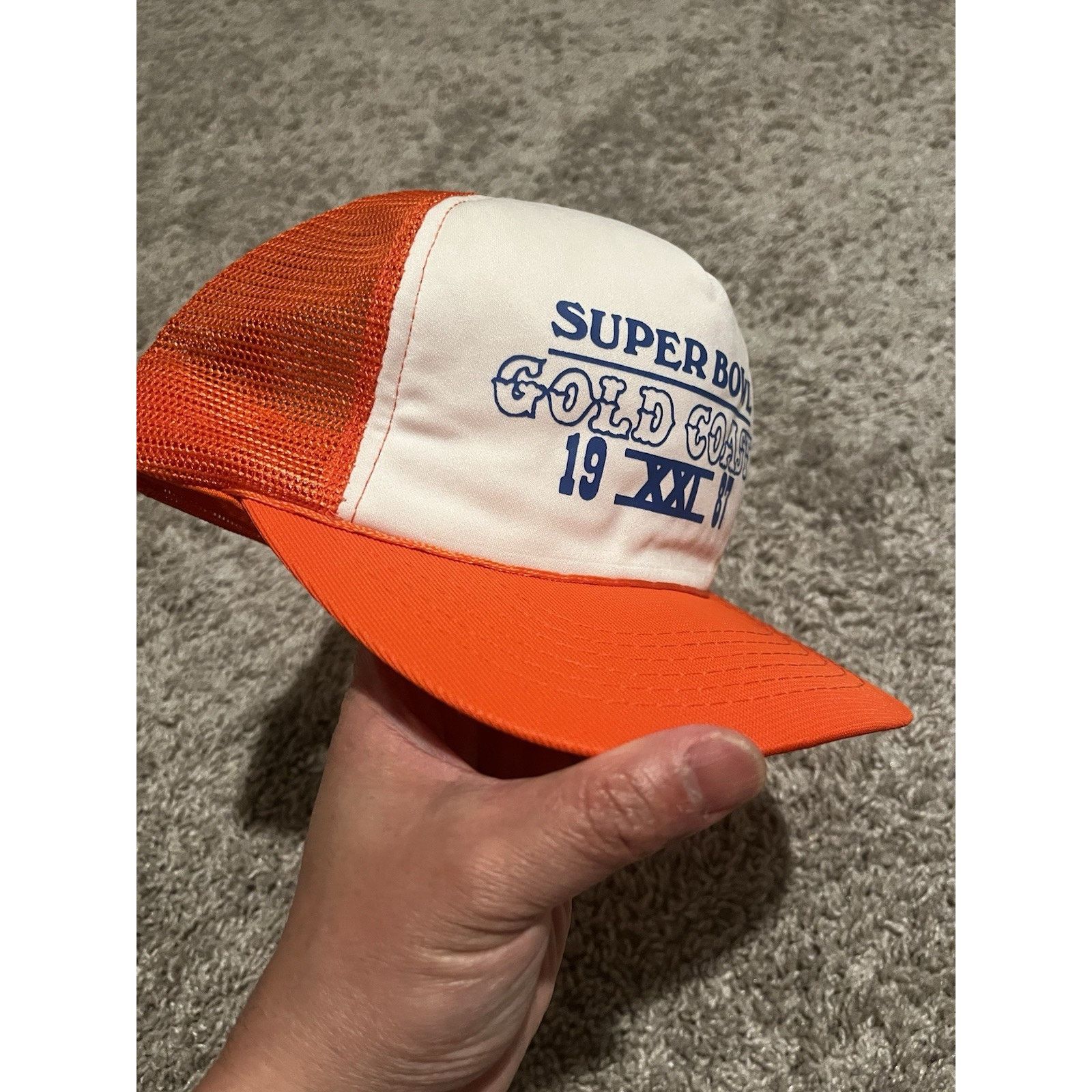 Hanes Vintage Super Bowl XXII Gold Coast 1987 Trucker Hat Cap USA Size ONE SIZE - 2 Thumbnail