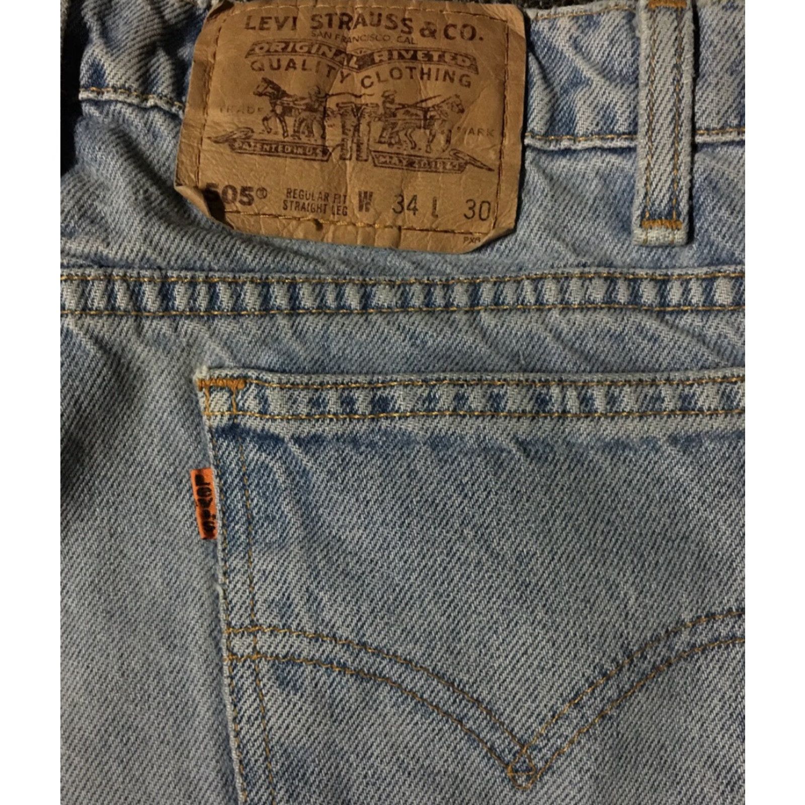 Levi's VINTAGE Levis Jeans 31 80s 90s Grunge Biker Punk Skate Orange Tab Faded Distress 505 Size US 31 - 3 Thumbnail