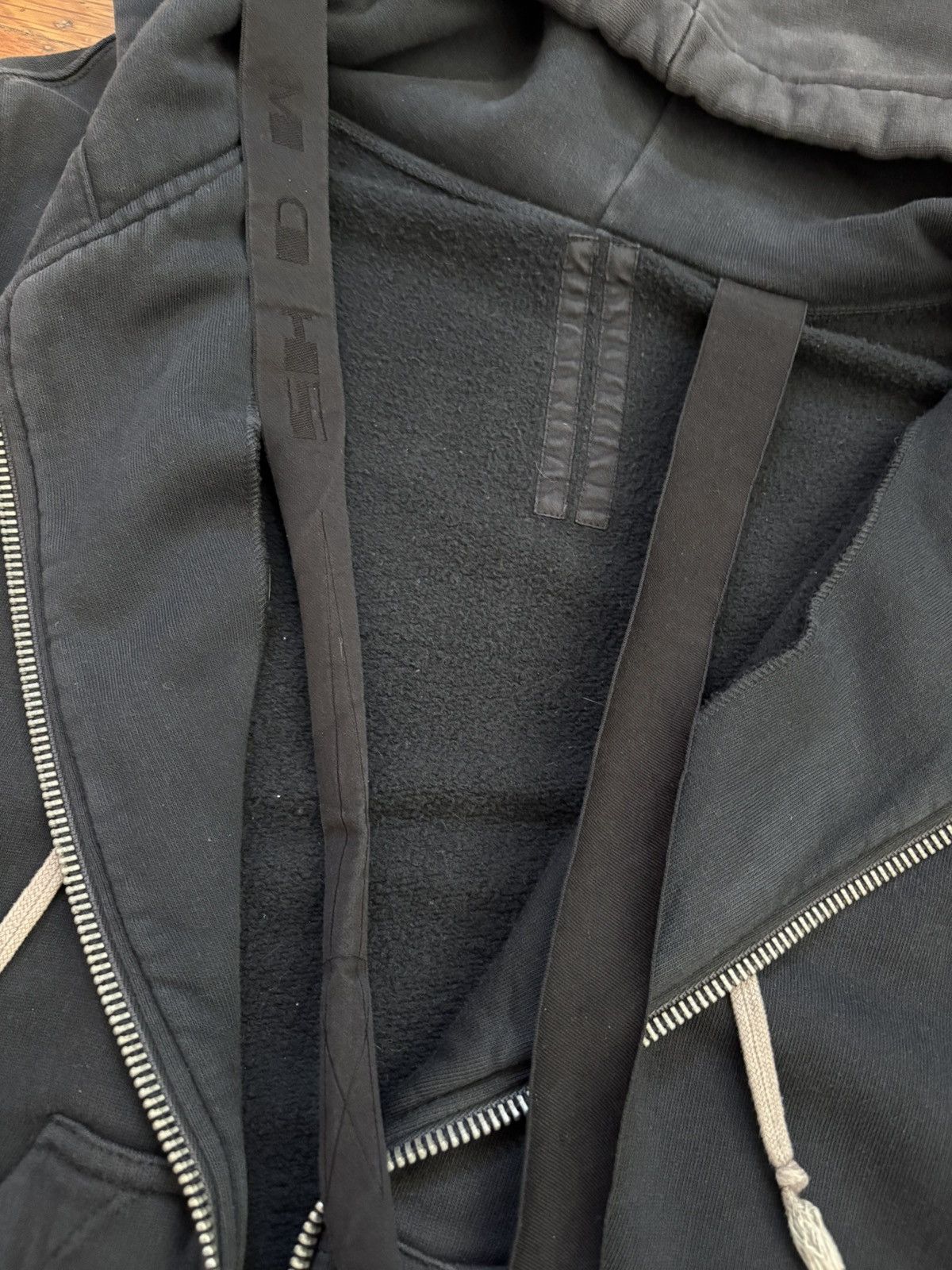 Rick Owens Drkshdw Leather Sleeve Jason Hoodie Size US L / EU 52-54 / 3 - 4 Thumbnail