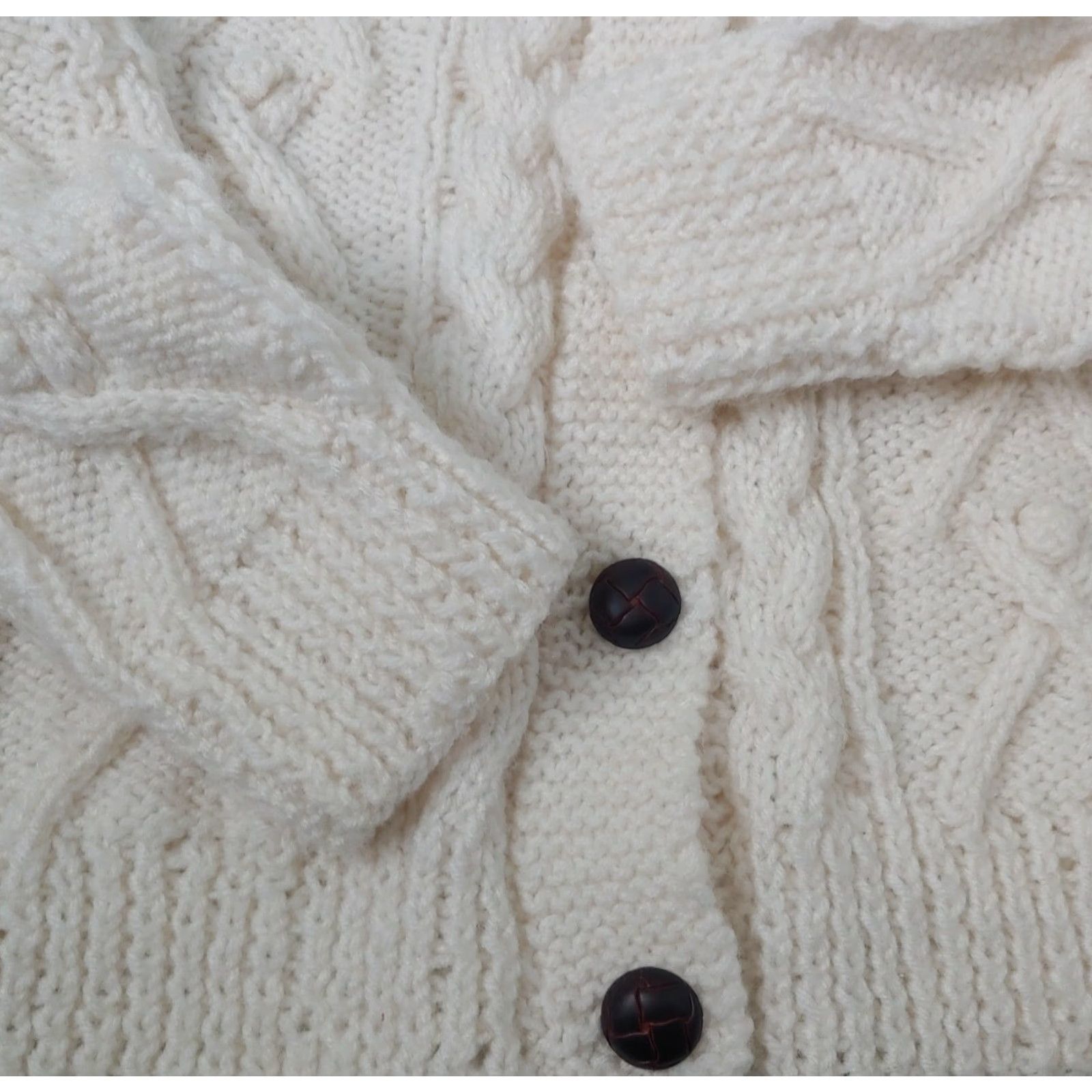 Vintage VINTAGE Handmade Women's Fisherman Cardigan Sweater Large Aran Cable Knit Ivory Fall Winter Size S / US 4 / IT 40 - 6 Thumbnail