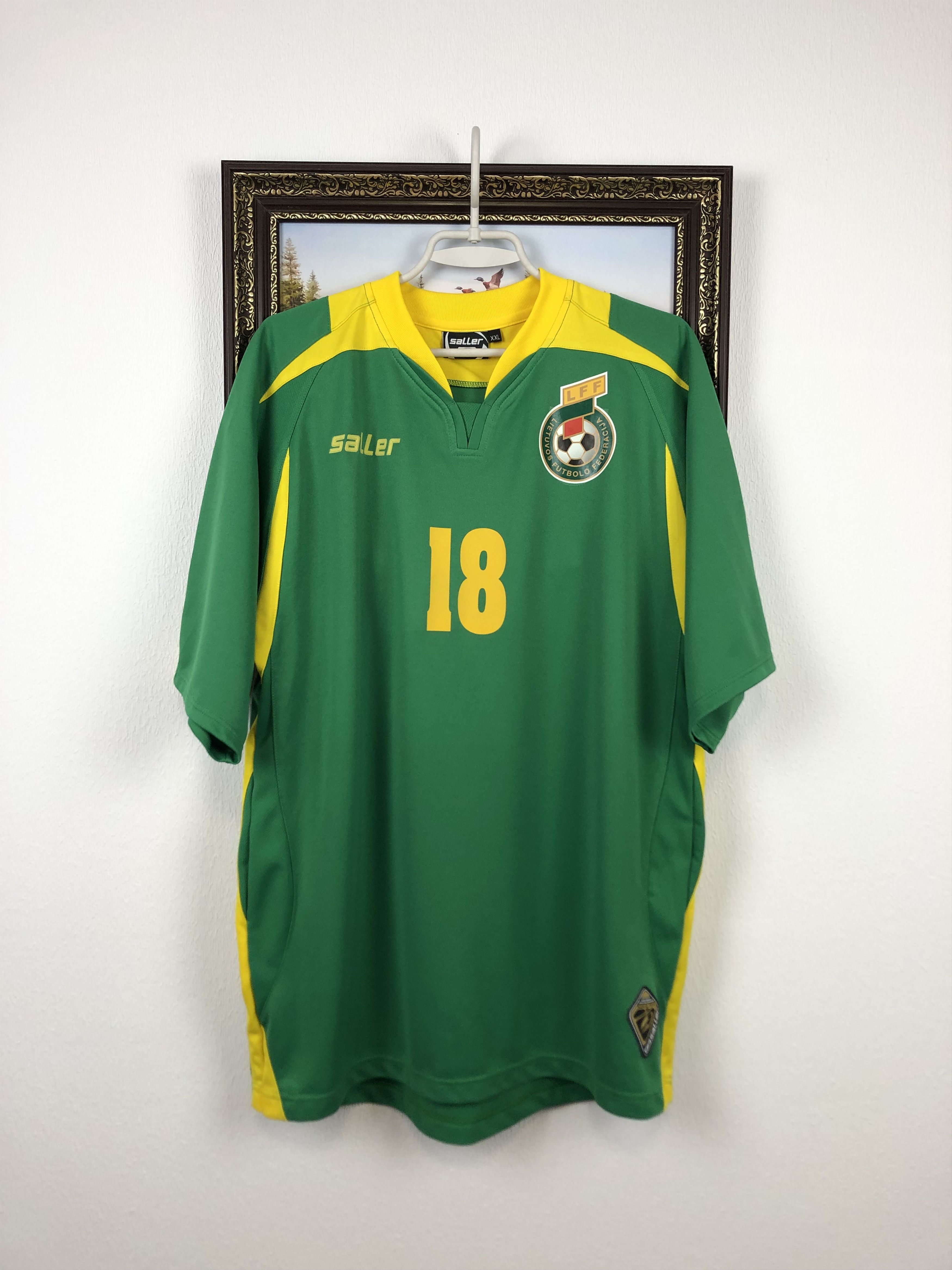 Vintage Lithuania football shirt 2007 #18 Player Issue Jersey Rare Size US XL / EU 56 / 4 - 1 Thumbnail