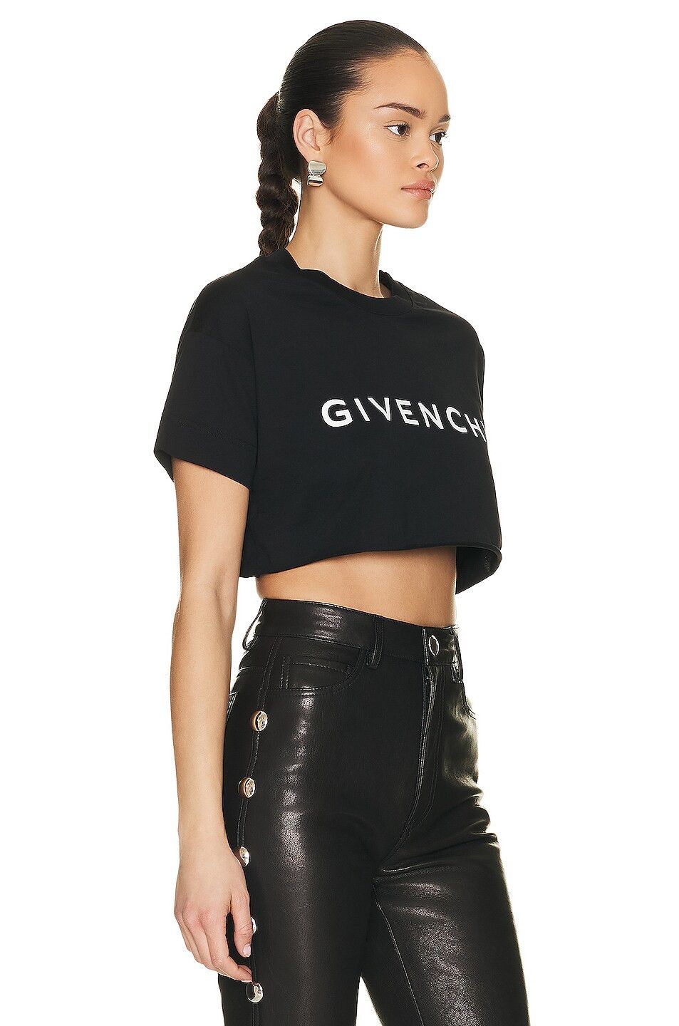 Givenchy o1srvl11e0825 Cropped T-Shirt in Black Size L / US 10 / IT 46 - 2 Thumbnail