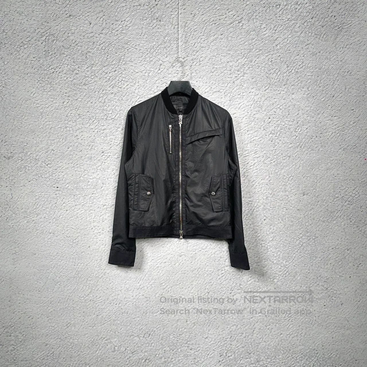 chrome hearts nylon zip jacket in black.