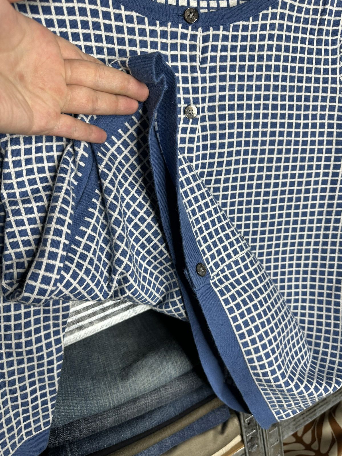 Other ICICLE Eco Luxury Grid Pattern Knit Cardigan Cotton Size 6 Size M / US 6-8 / IT 42-44 - 5 Thumbnail