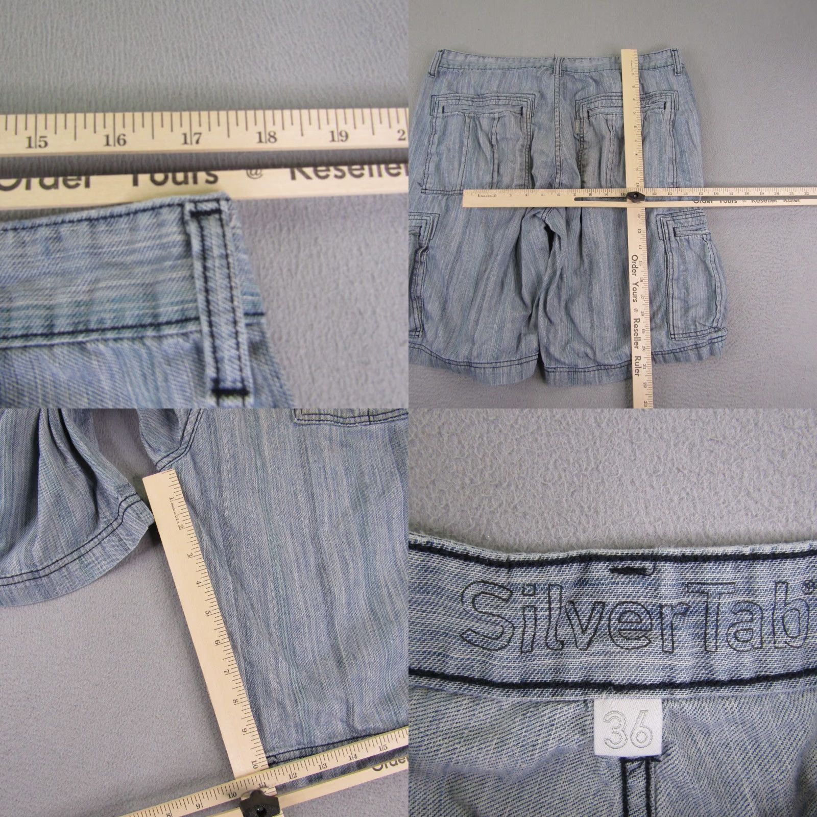 Levi's Levis Silvertab Shorts mens 36 Blue Stripes Twill Cargo Outdoors Workwear Size US 35 - 8 Thumbnail