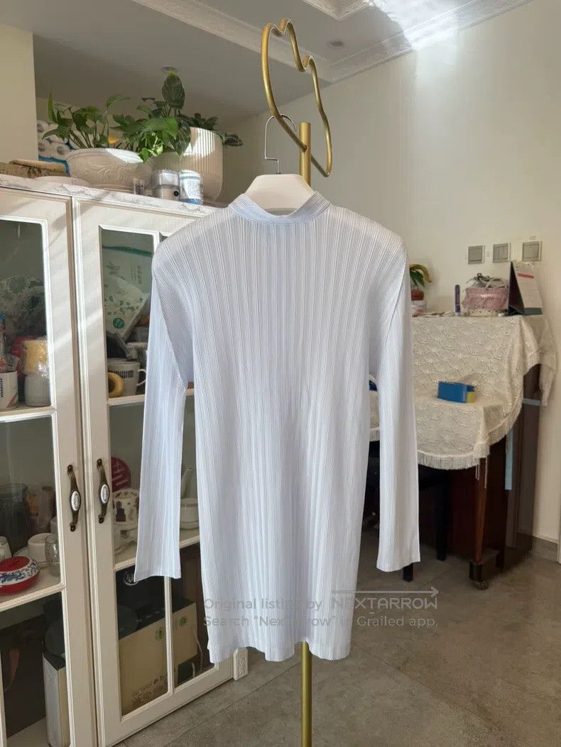 Issey Miyake Issey Miyake Light Blue Ribbed Cardigan Shirt Size L / US 10 / IT 46 - 5 Thumbnail