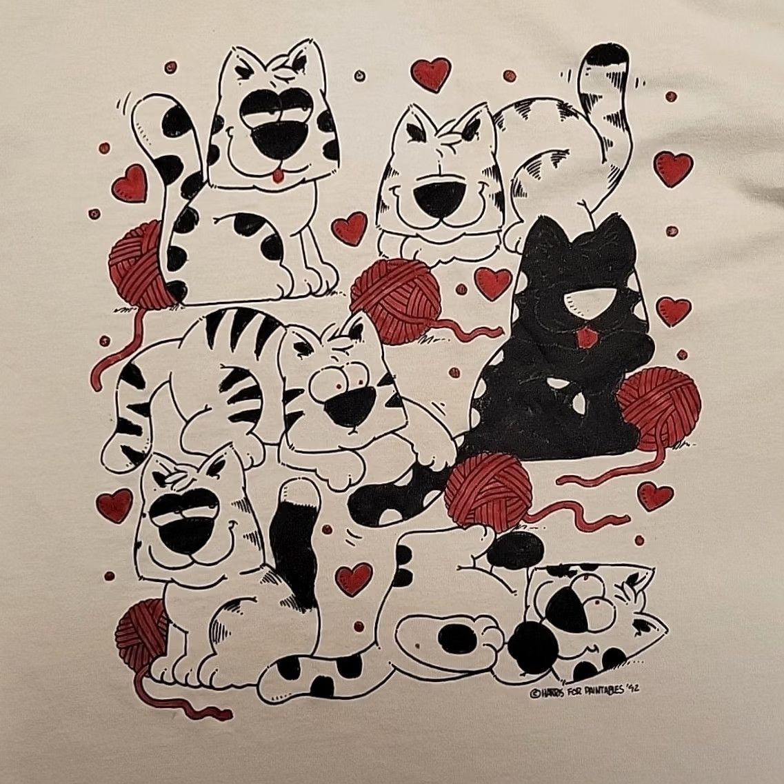 Vintage VTG Cats Shirt Men L 90s Cats Hearts Made In USA Single Stitch Harris Paintables Shirt Mens White Graphic Print Cat Hearts 90s Vintage Gift Size US L / EU 52-54 / 3 - 4 Thumbnail